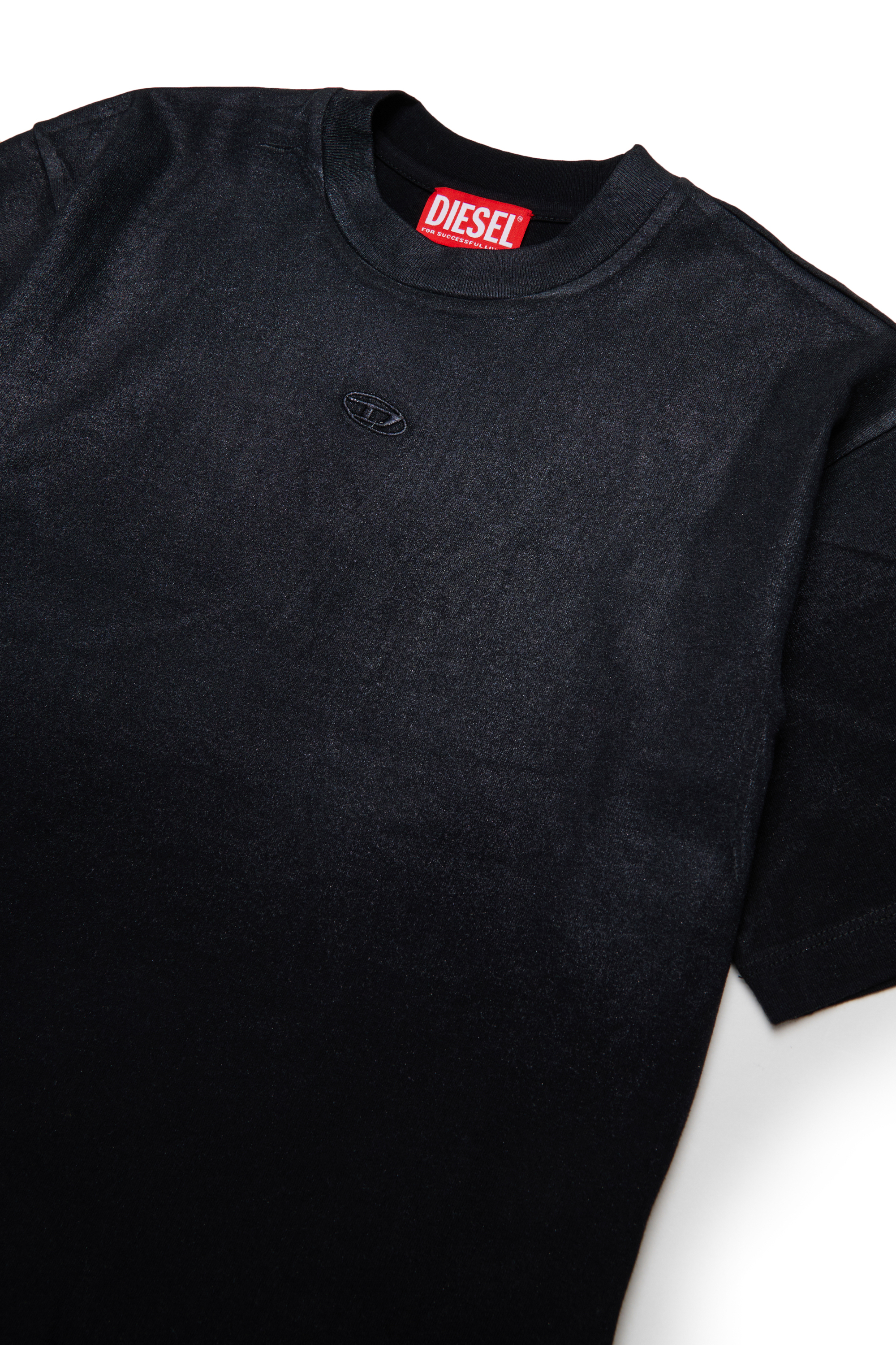 Diesel - TANORMYS2, T-shirt en coton avec broderie ton sur ton Oval D Femme in Noir - 3