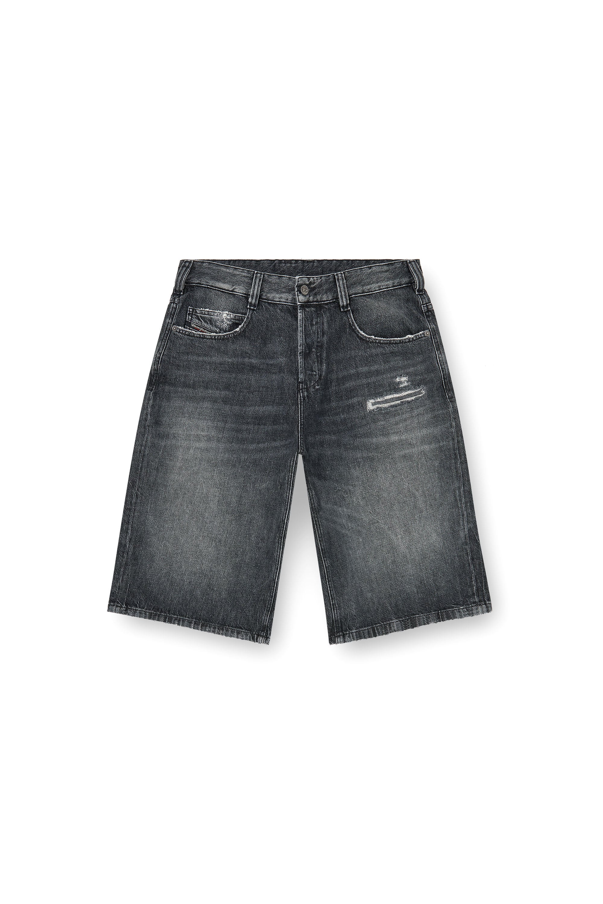 Diesel - D-ENIM-M-SHORT, Short en denim relaxed avec abrasions Mixte in Gris - 3