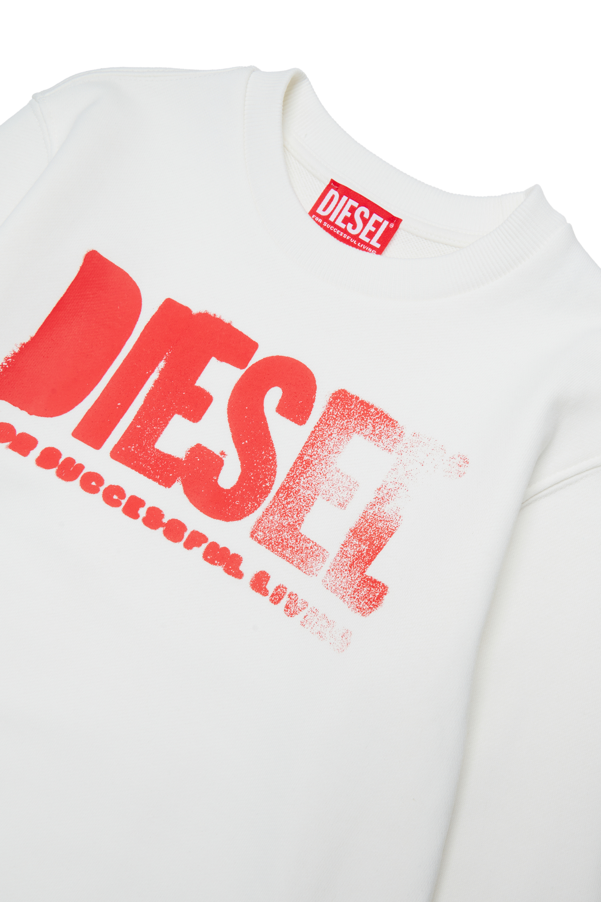 Diesel - SIDER OVER, Man's Sweatshirt with round neck and maxi Diesel logo print in White - 3