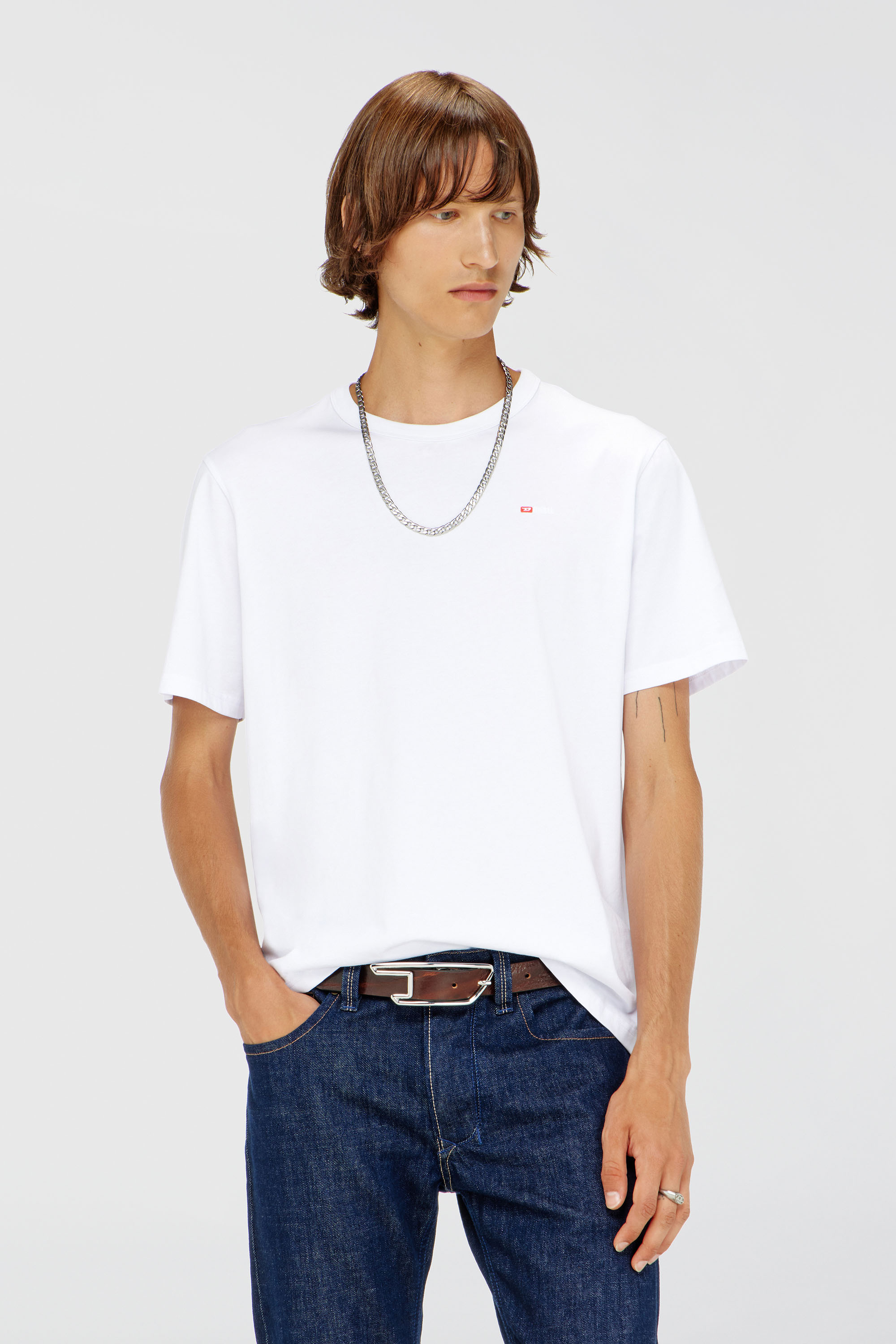 Diesel - T-ADJUST-MICRODIV, T-shirt avec logo micro-brod&eacute; Mixte in Blanc - 3