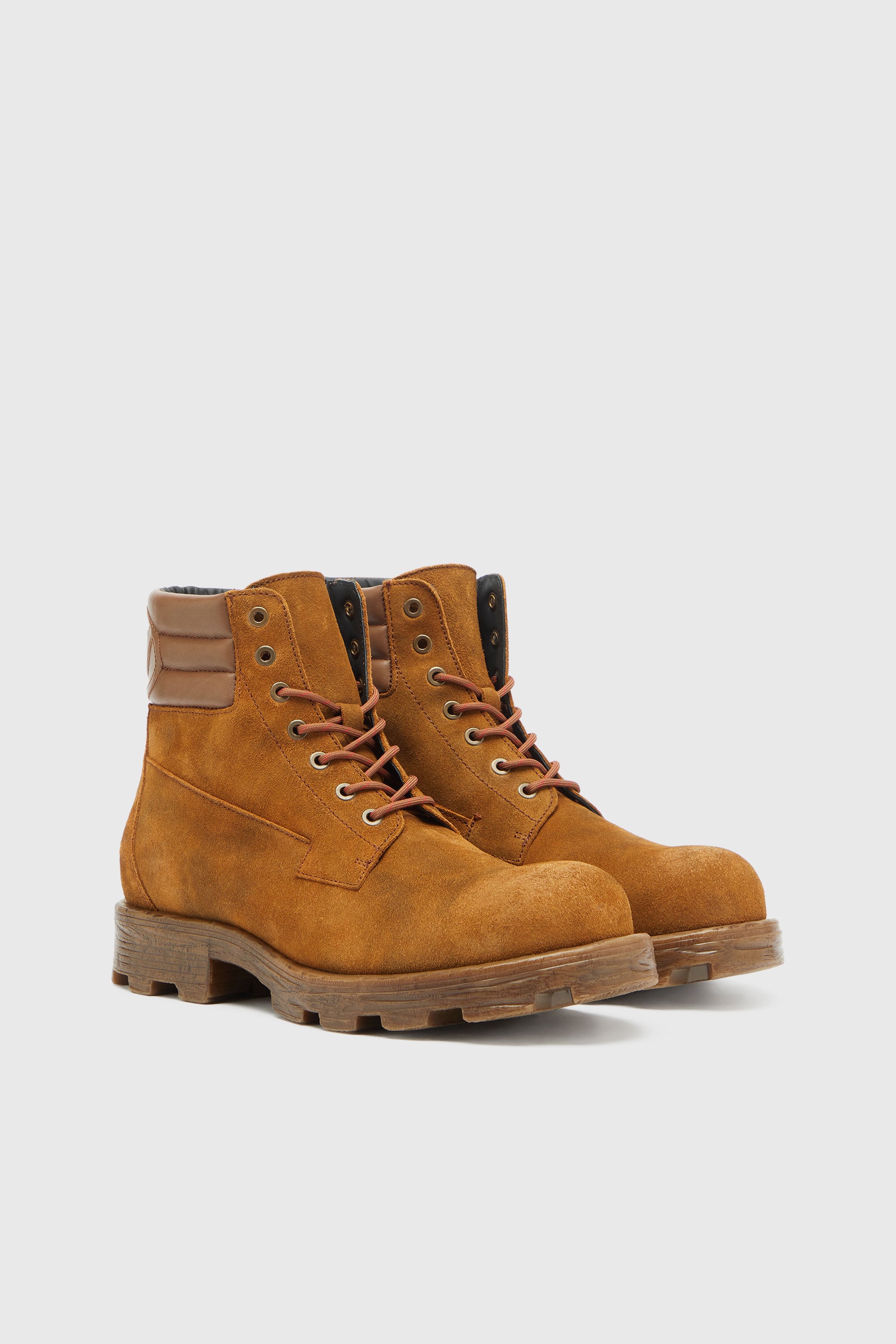 Diesel - D-HAMMER LACE UP, D-Hammer - Bottines de combat en su&egrave;de et cuir Homme in Marron - 2