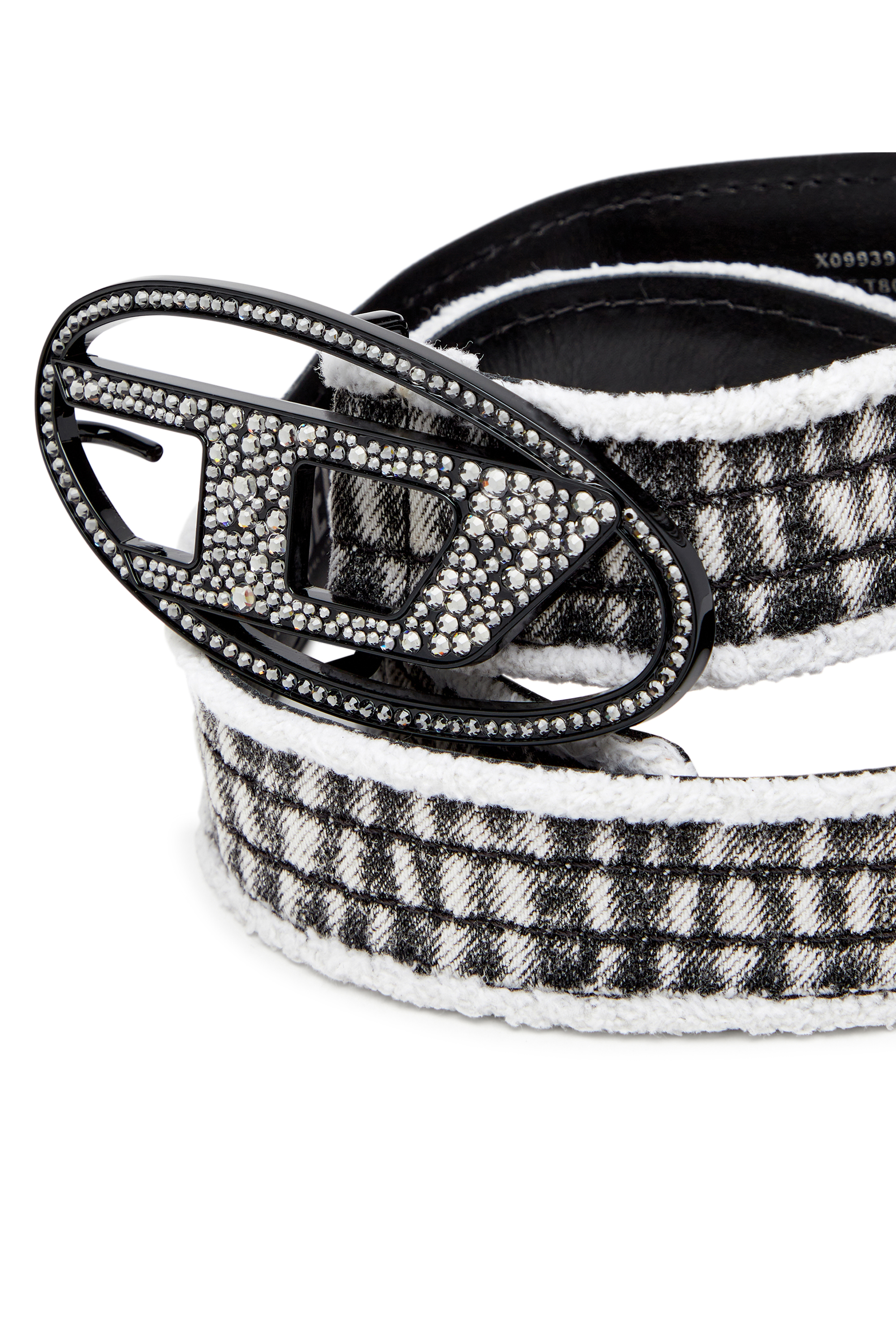 Diesel - B-1DR STRASS, Ceinture en denim et cuir avec boucle en cristal Femme in Noir - 3