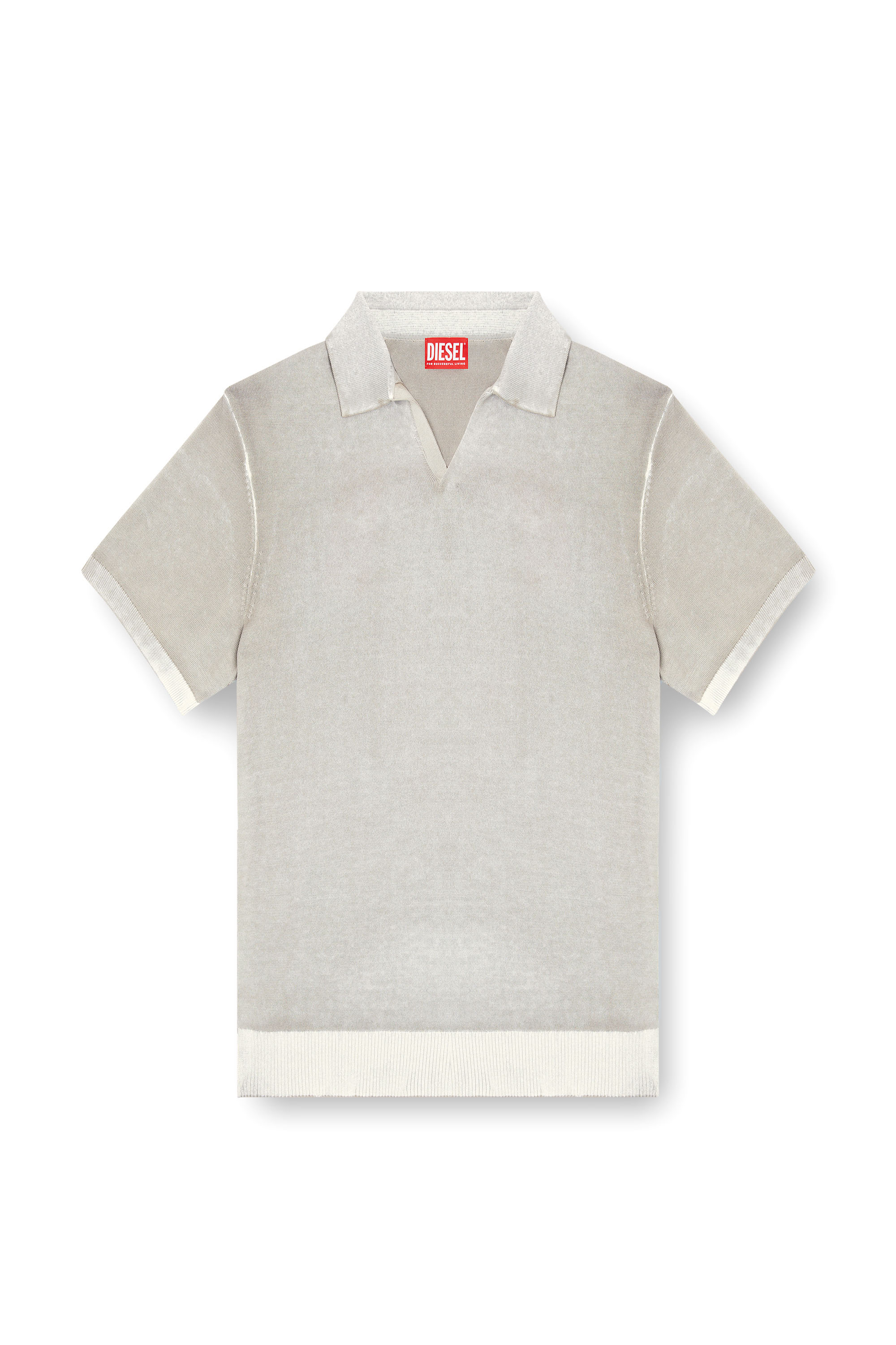 Diesel - K-LORENZO-SS, Pull polo à manches courtes avec imprimé inversé Homme in Gris - 2