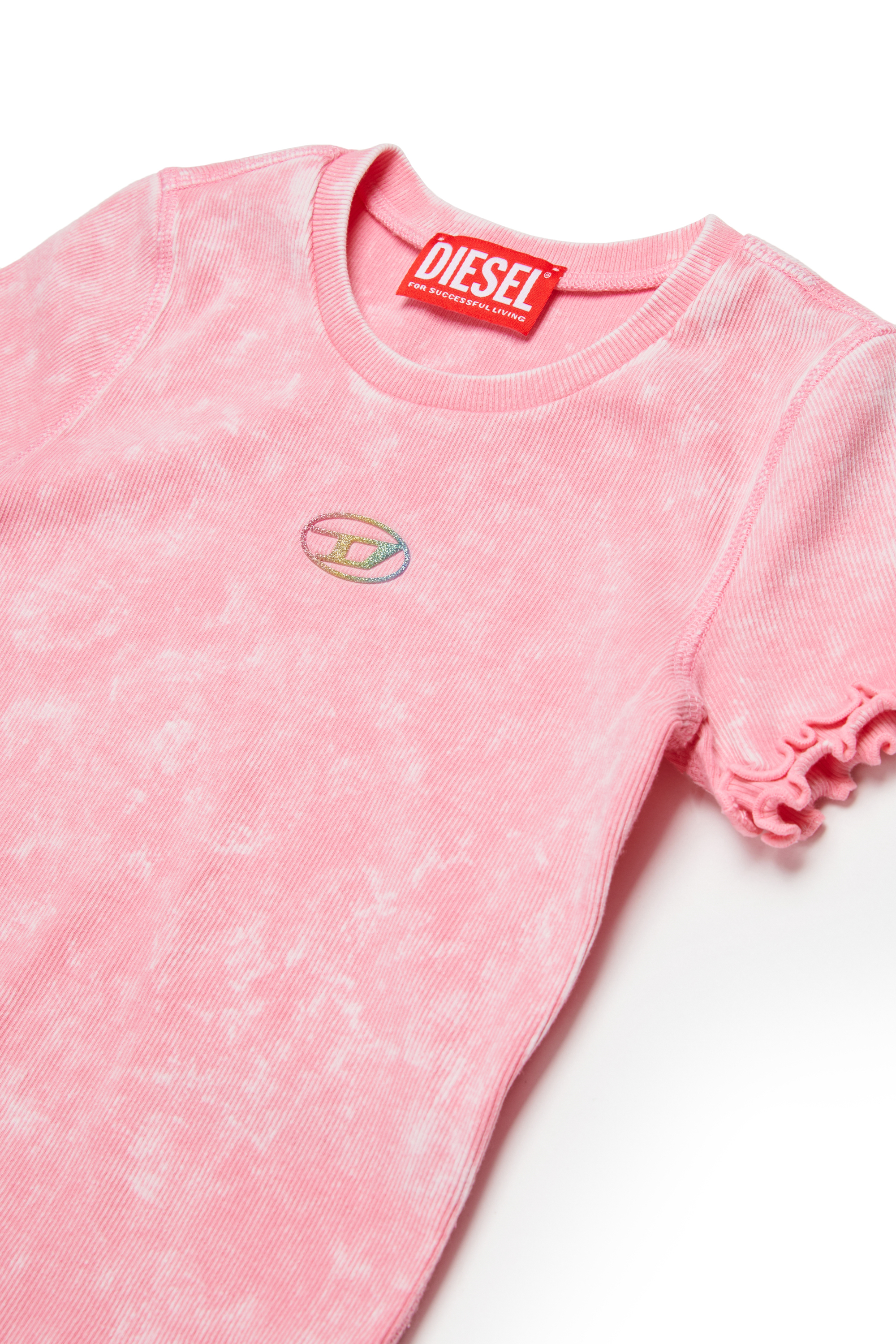 Diesel - TAILIA, T-shirt c&ocirc;tel&eacute; avec volants Femme in Rose - 3
