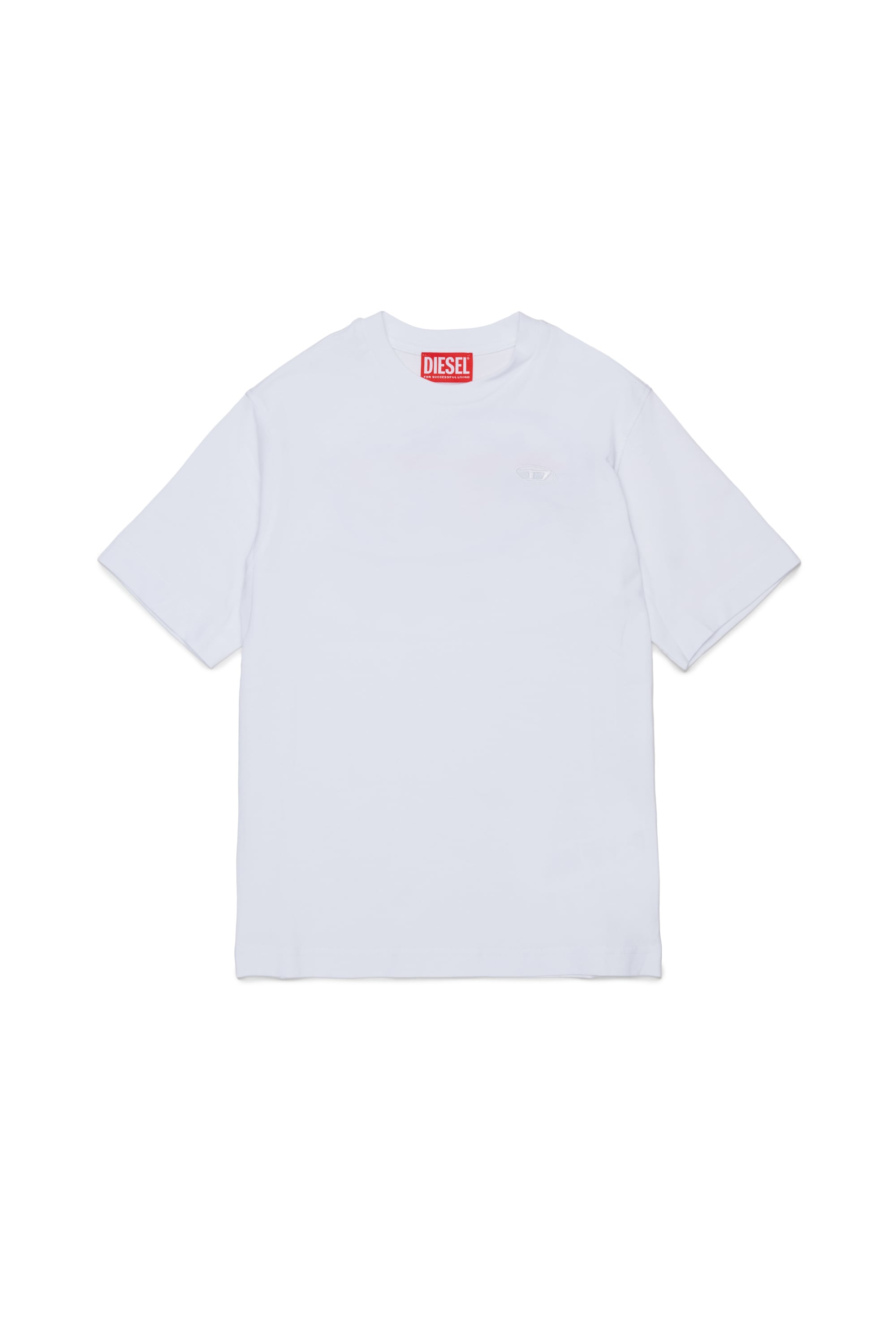 Diesel - TSCRAP OVER, Man's T-shirt with Oval D embroidery and flock print in White - 1