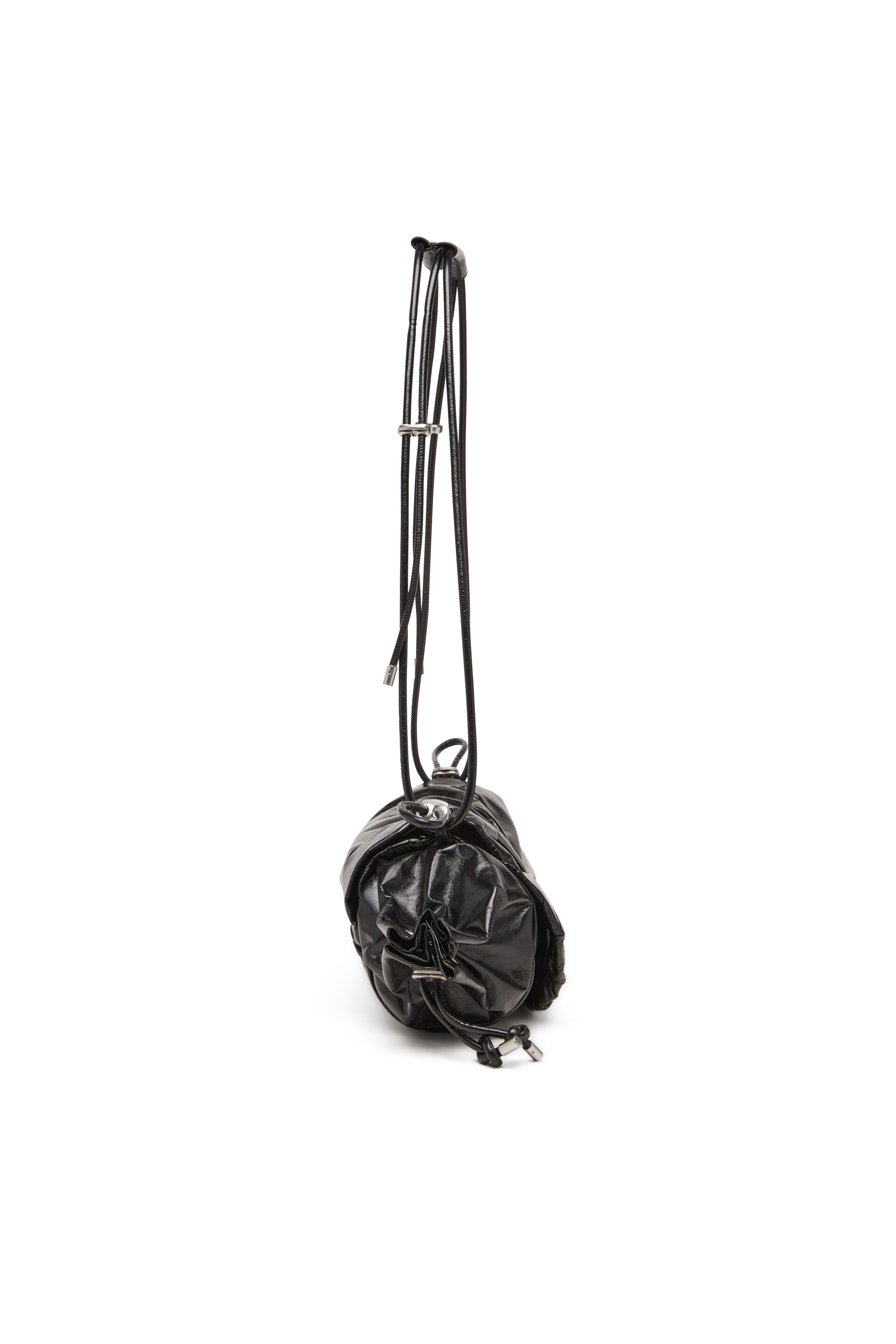 Diesel - SCRUNCH-D SHOULDER M, Sac à bandoulière en cuir froissé et brillant Femme in Noir - 3