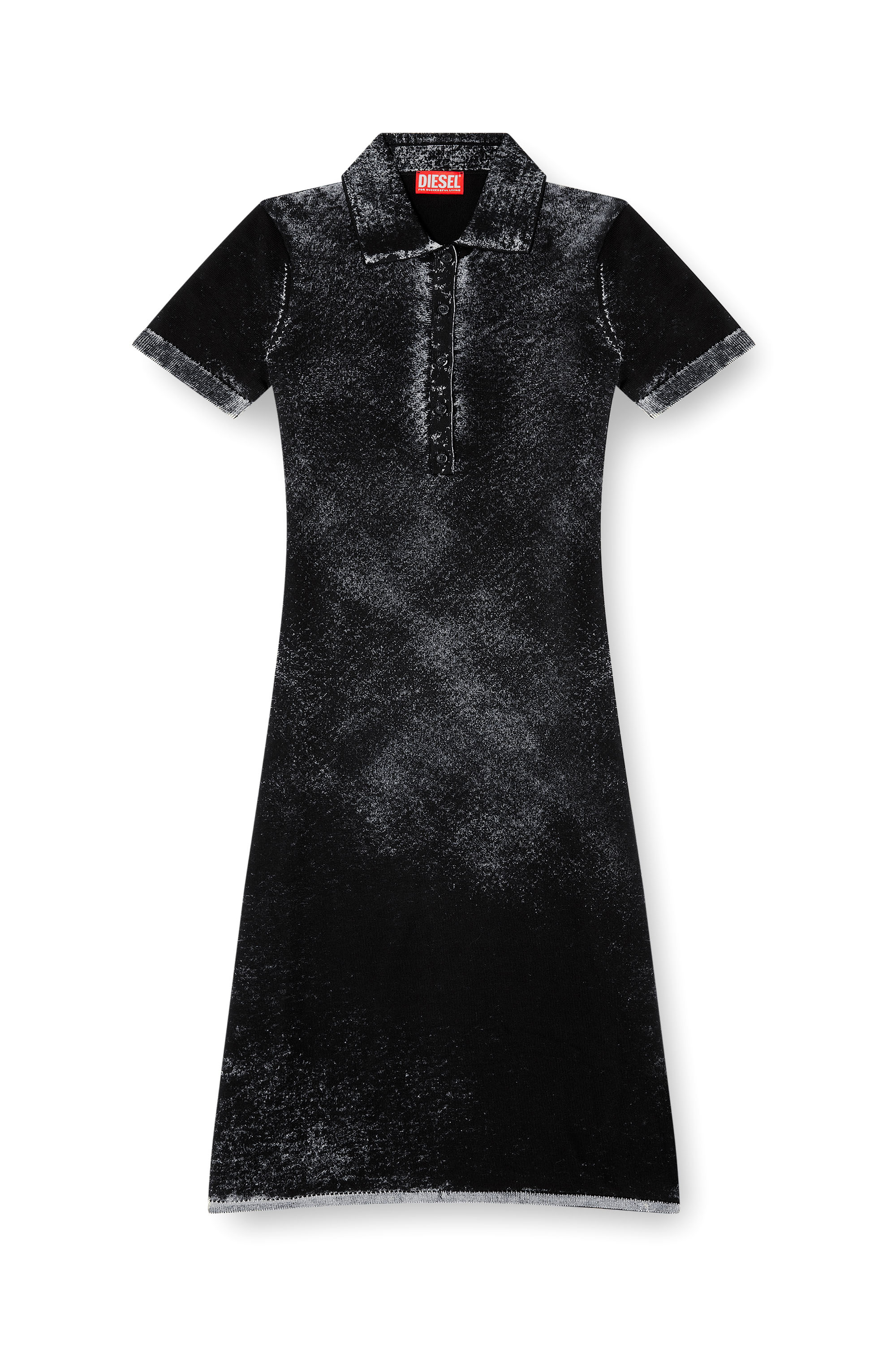 Diesel - M-LOURENS, Robe polo midi en maille &agrave; impression invers&eacute;e Femme in Noir - 2