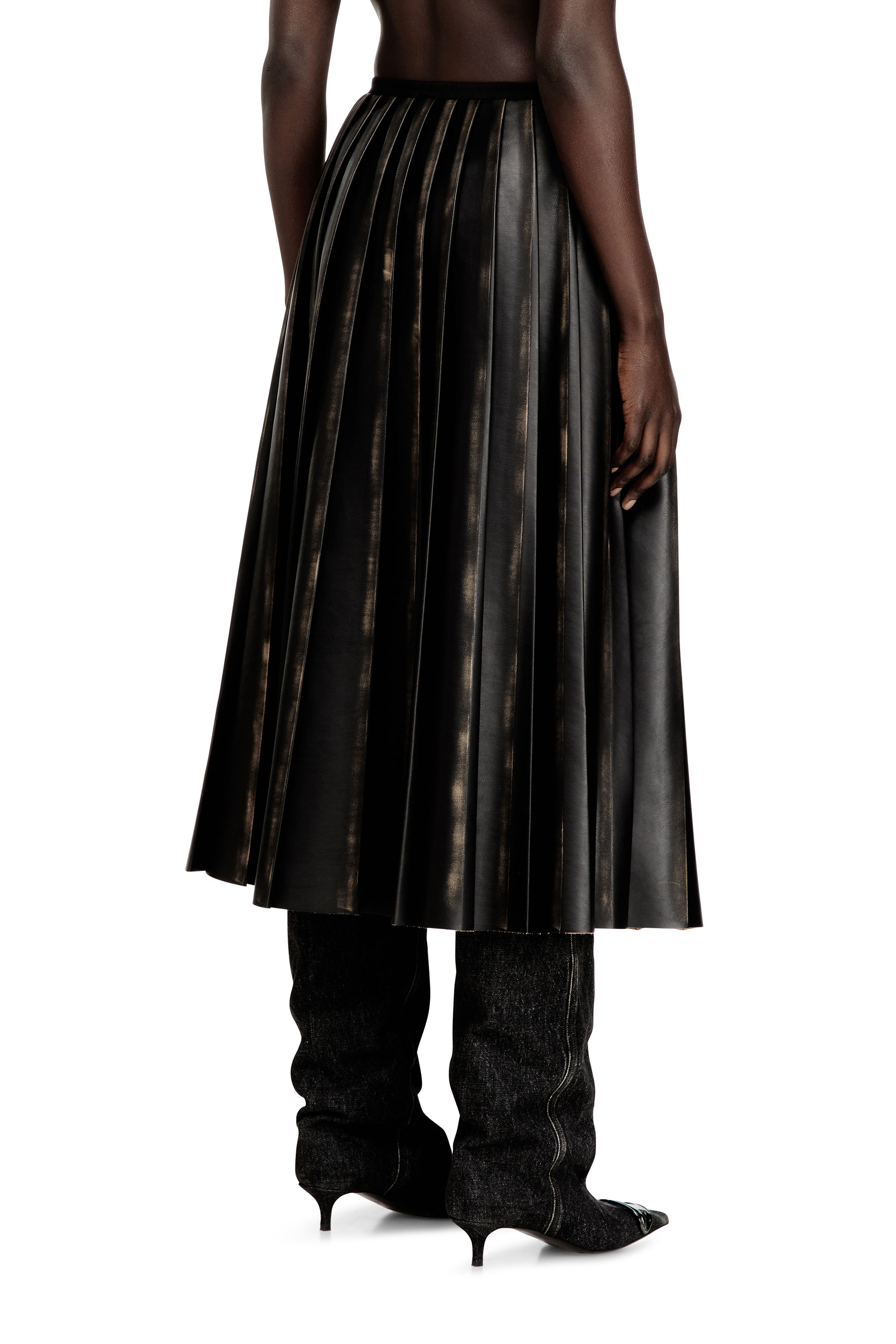 Diesel - O-SAKA, Jupe à demi-longueur plissée effet usé Femme in ToBeDefined - 3