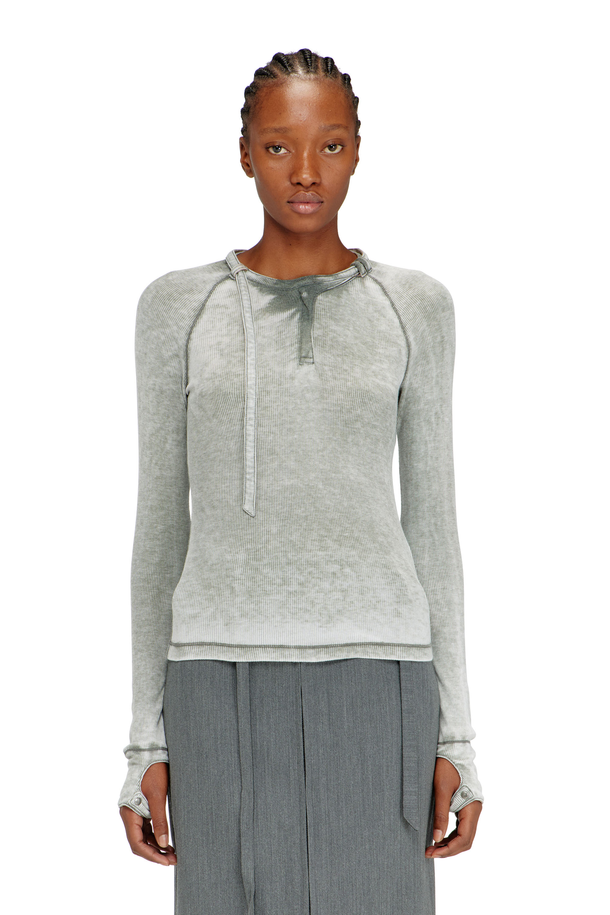 Diesel - T-ECLA, Haut en jersey c&ocirc;tel&eacute; avec sangle de cou style biker Femme in ToBeDefined - 1