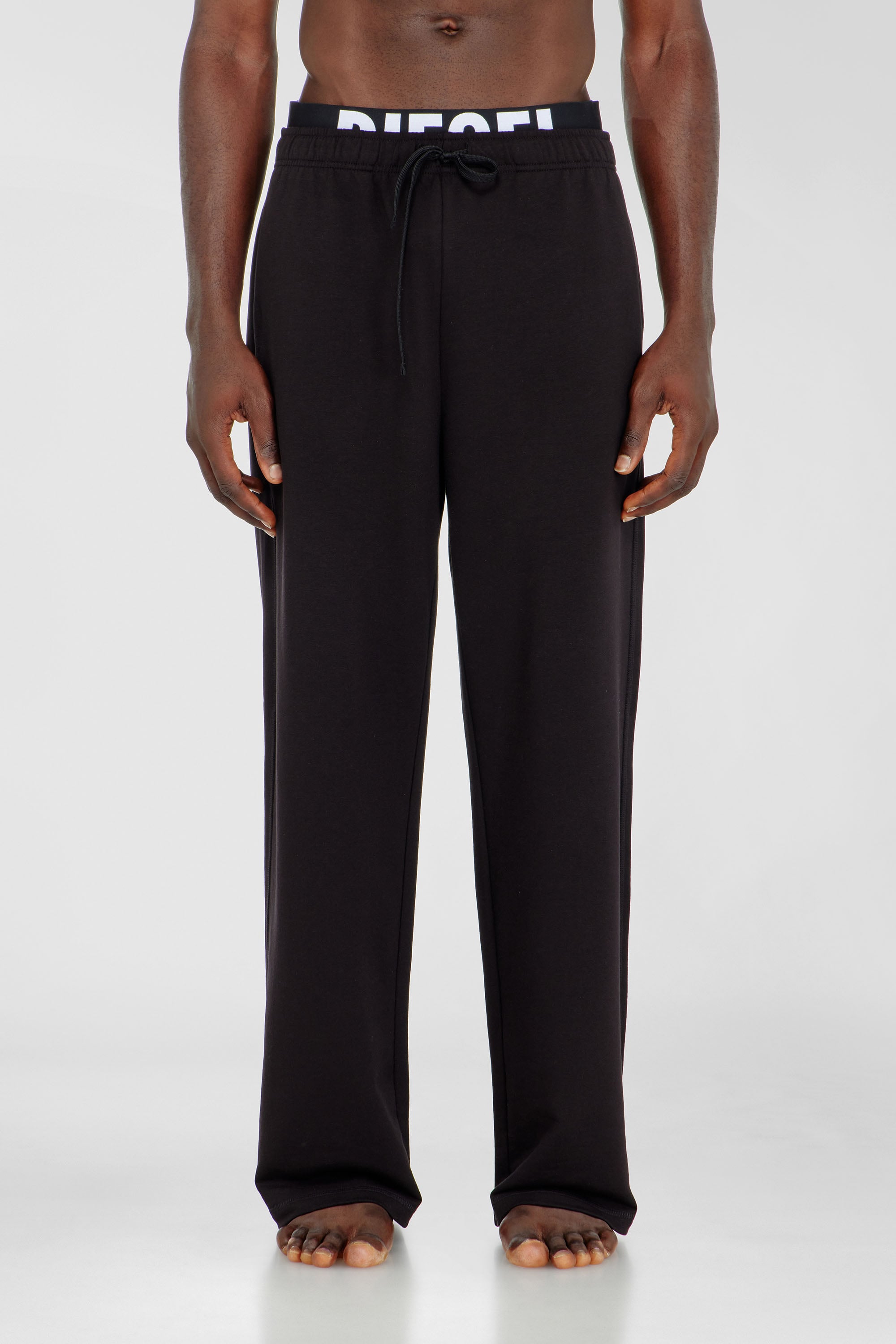 Diesel - BRADLEY-D-POP, Pantalon en coton avec ceinture logo Diesel Homme in Noir - 1