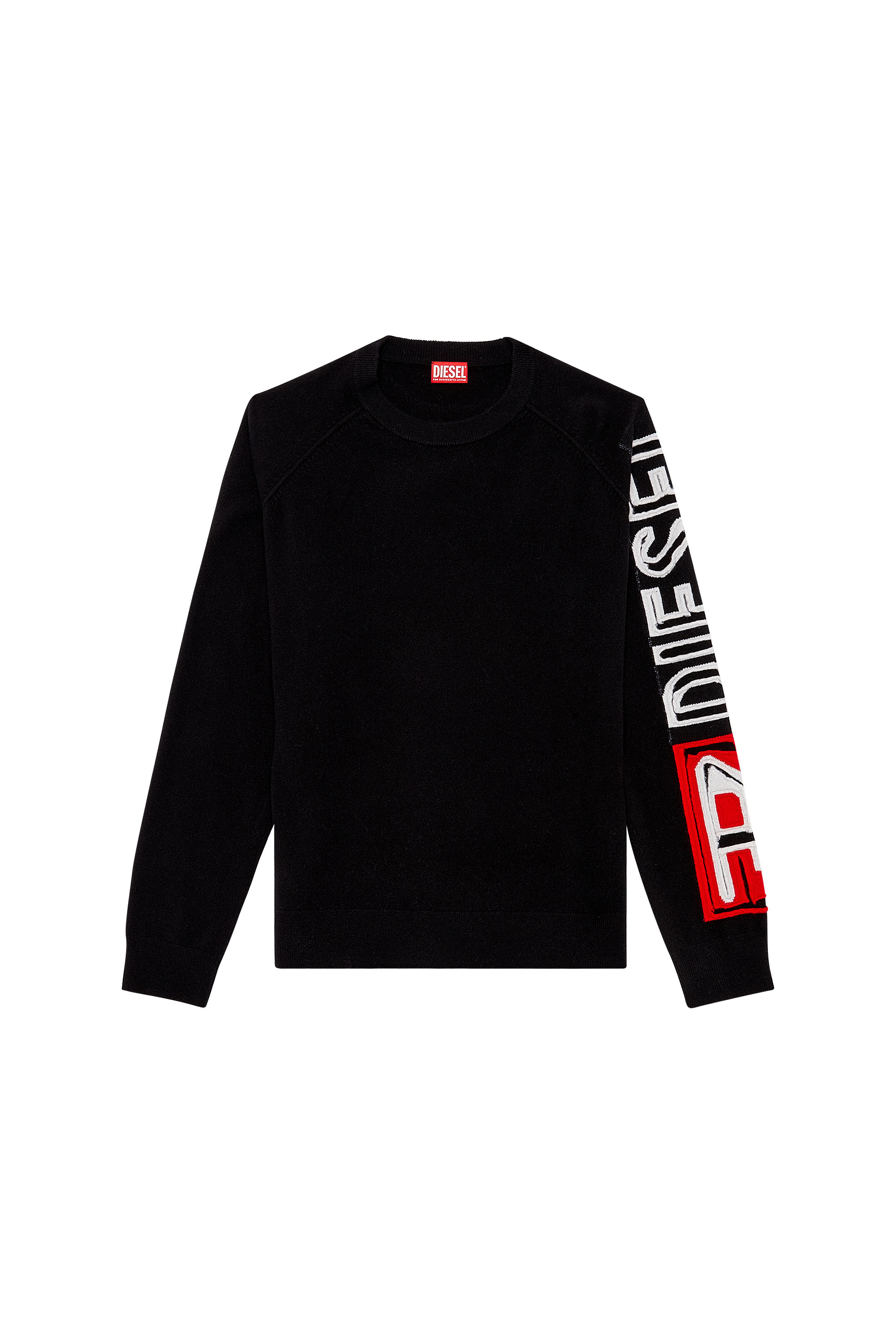 Diesel - K-SARIA-A, Pull avec logo intarsia effet peel-off Homme in Noir - 3