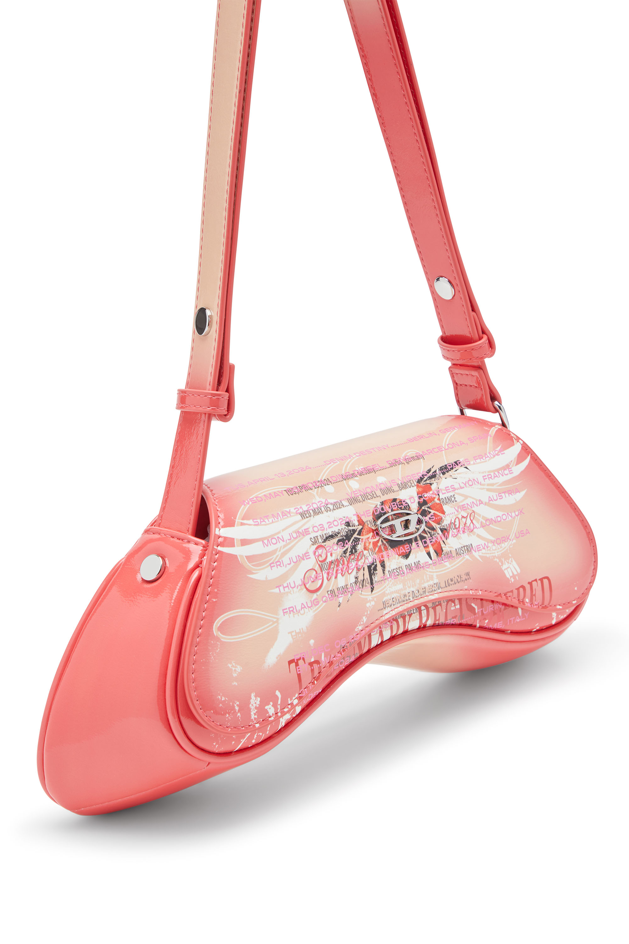 Diesel - PLAY CROSSBODY, Play-Sac à bandoulière en PU glossy imprimé Femme in Rose - 5