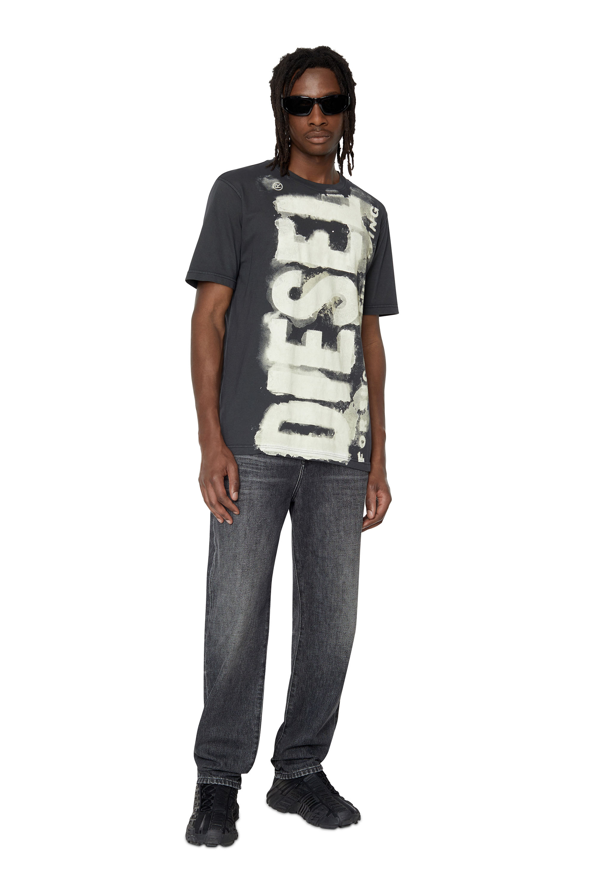 T-shirt Diesel Homme Manches Longues Motif Crânes Taille L - Occasion Très Bon état