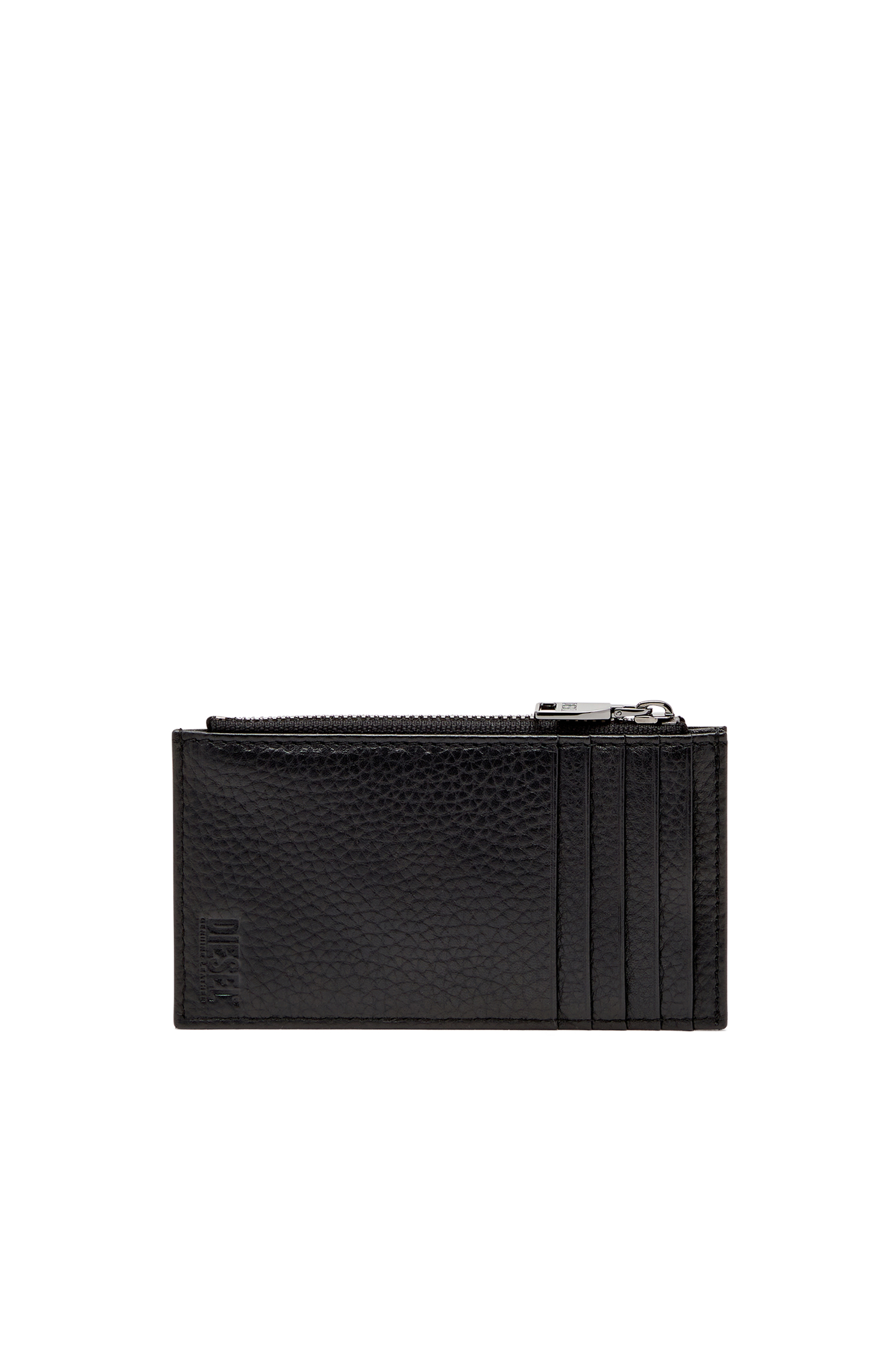 Diesel - HISSU EVO CARD HOLDER III, Flat card holder in grainy leather Homme in Noir - 2