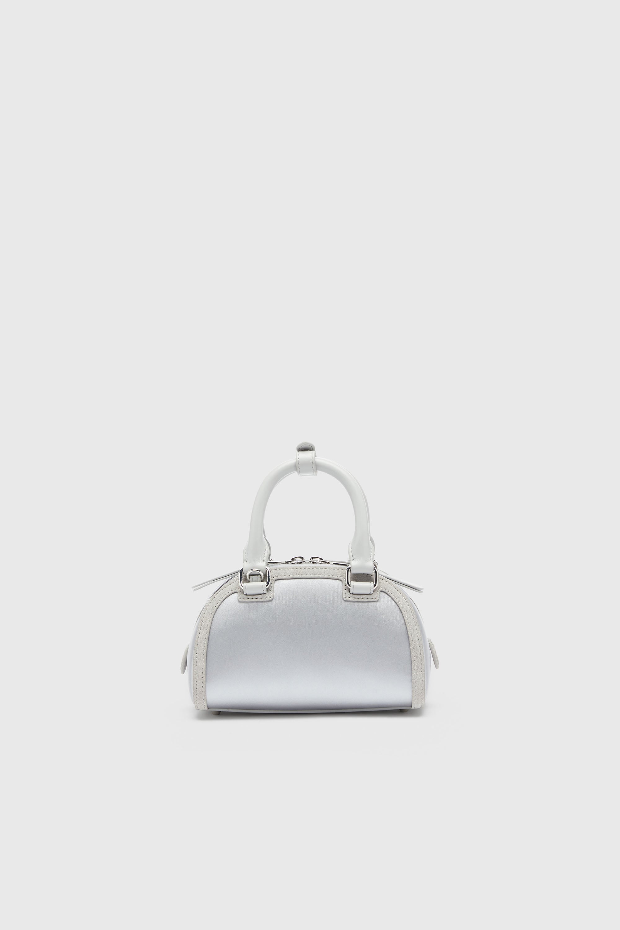 Diesel - 1DR DOME CROSSBODY, 1DR Dome - Petit sac bandouli&egrave;re en satin et su&egrave;de Femme in Gris argent&eacute; - 2