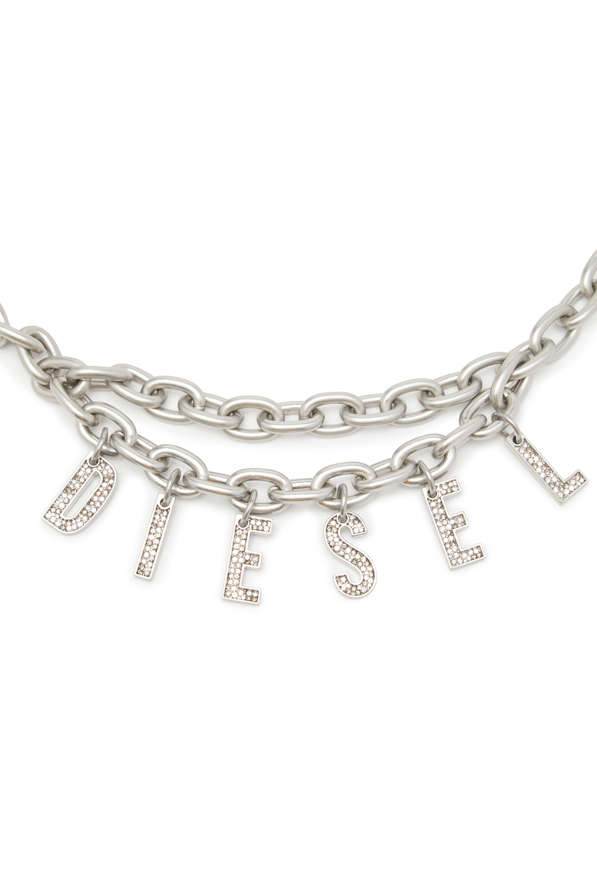 Diesel - B-CHARM CHAIN, Ceinture 1 cm chaîne avec breloque en cristal Femme in Gris argenté - 2