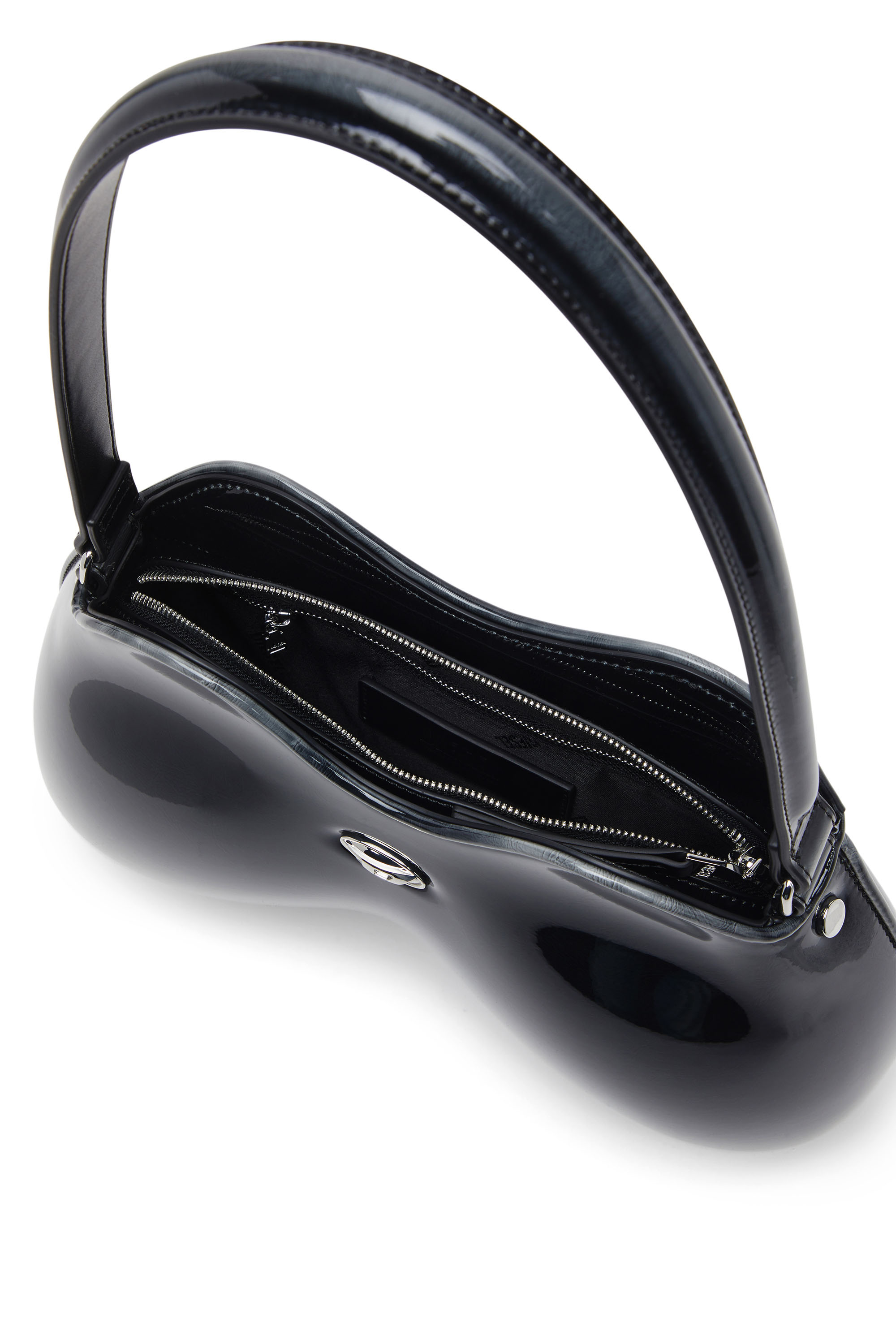 Diesel - DOUBLE-D SHOULDER, Double-D-Sac épaule rigide en PU brillant dégradé Femme in Noir - 4