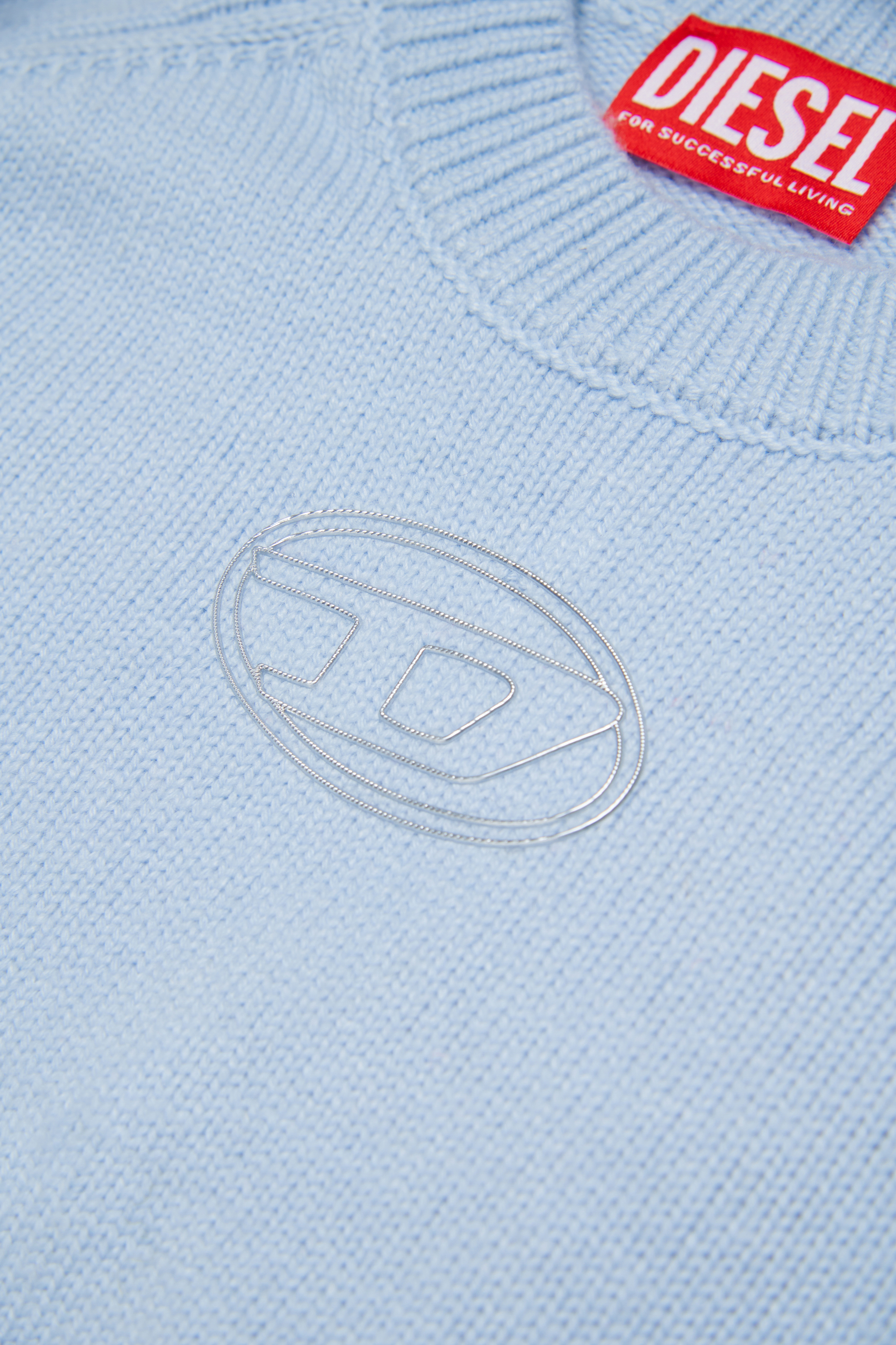 Diesel - KIMLIN, Pull en maille enrichi en cachemire avec logo Oval D Femme in Bleu - 4