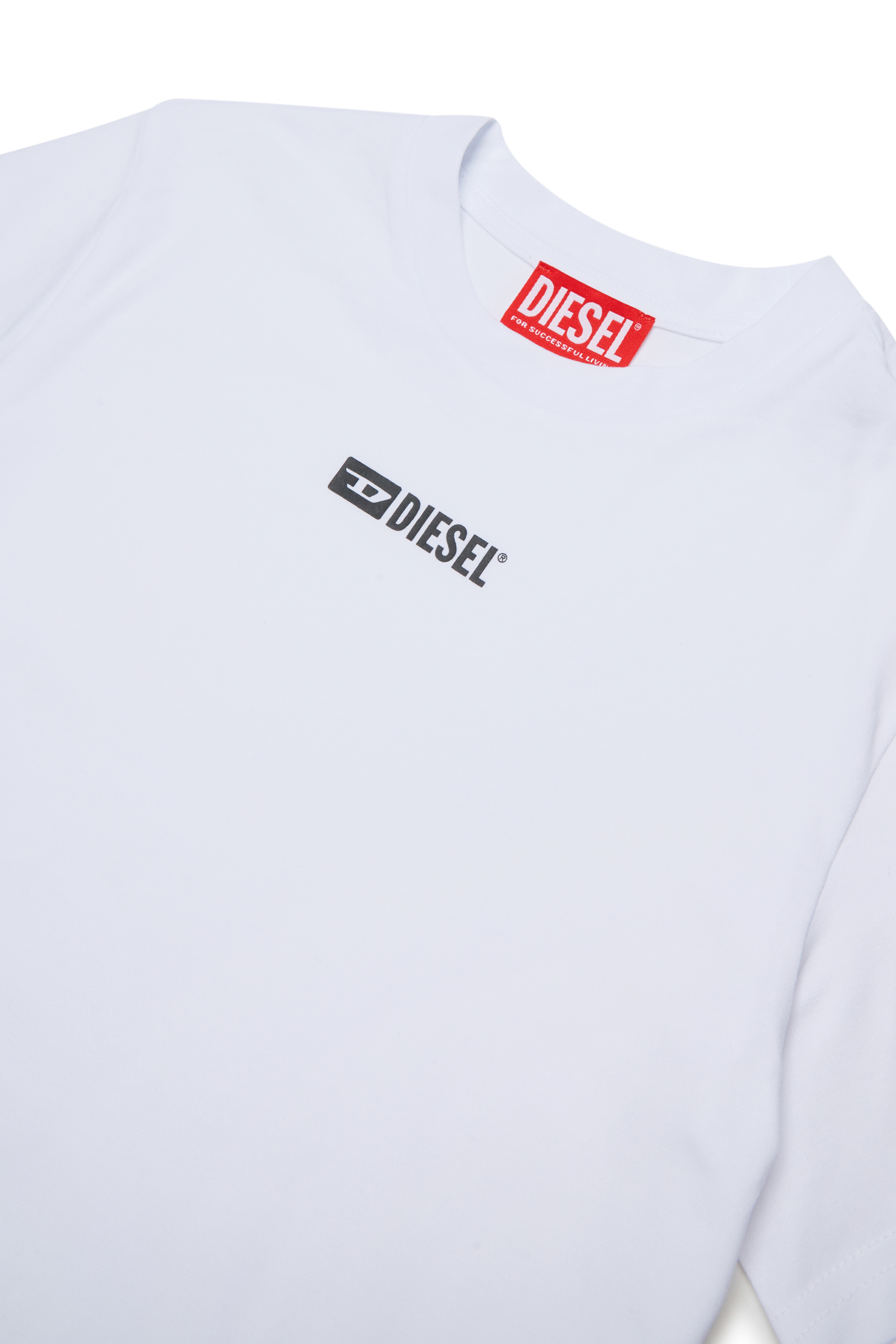Diesel - UTTER, T-shirt en coton stretch avec logo imprim&eacute; Homme in Blanc - 3
