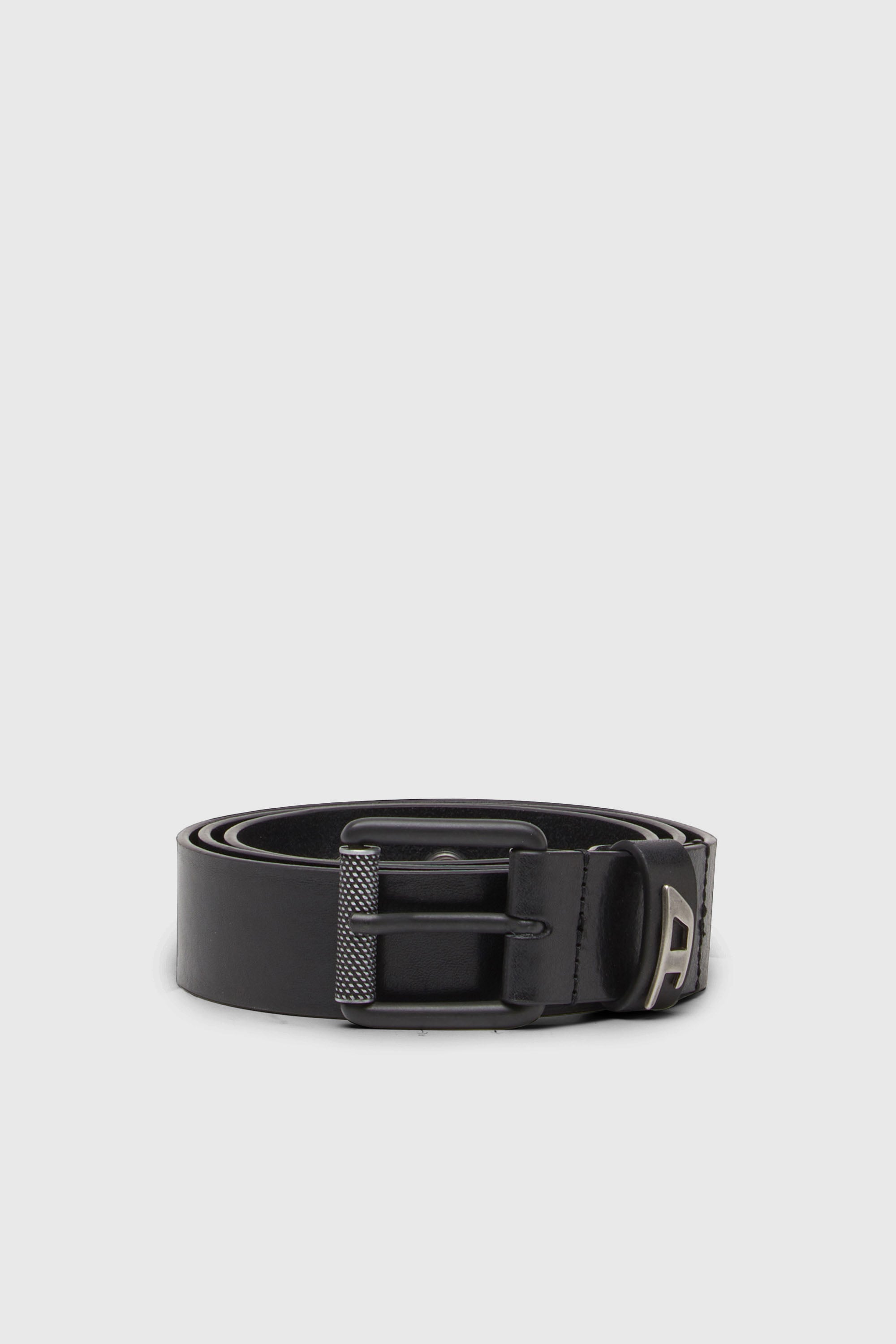 Diesel - B-DAVE II, Ceinture 3.5 cm en cuir brillant avec boucle &agrave; logo Homme in Noir - 1