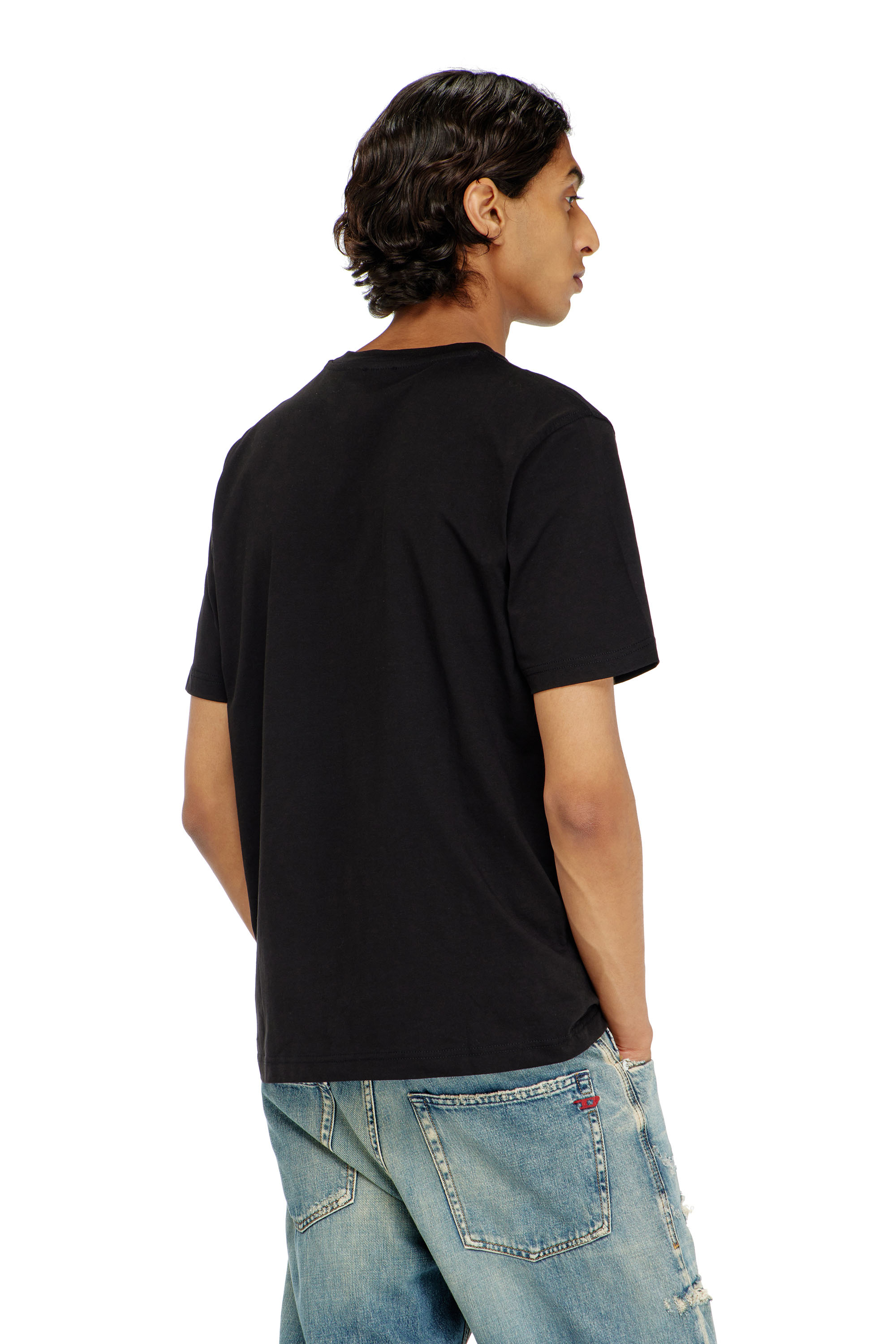 Diesel - T-ADJUST-AA8, T-shirt en coton avec motif logo sur la poitrine Homme in Noir - 4