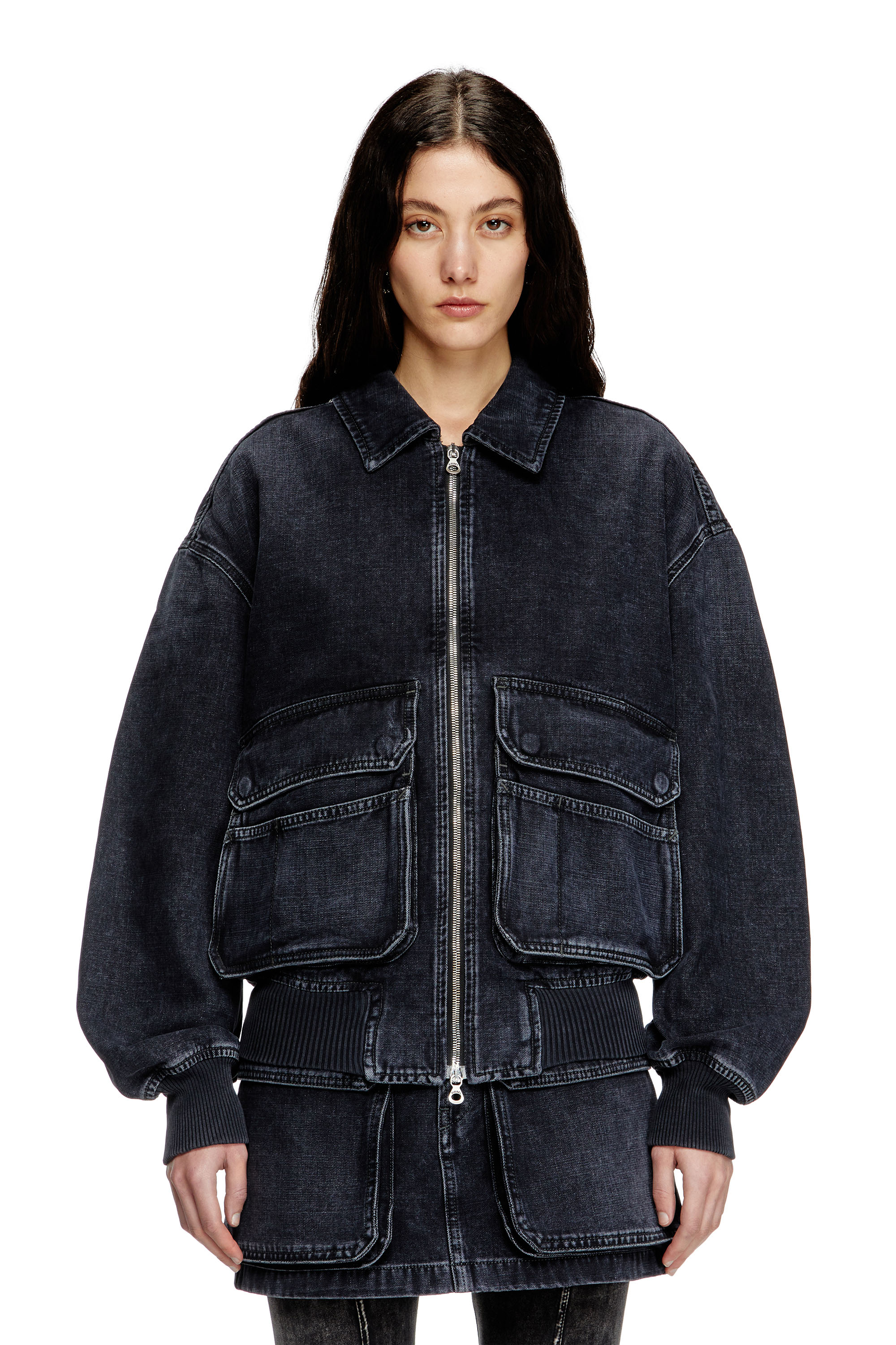 Diesel - D-KURZ, Veste en denim tissé batavia Mixte in Noir - 6