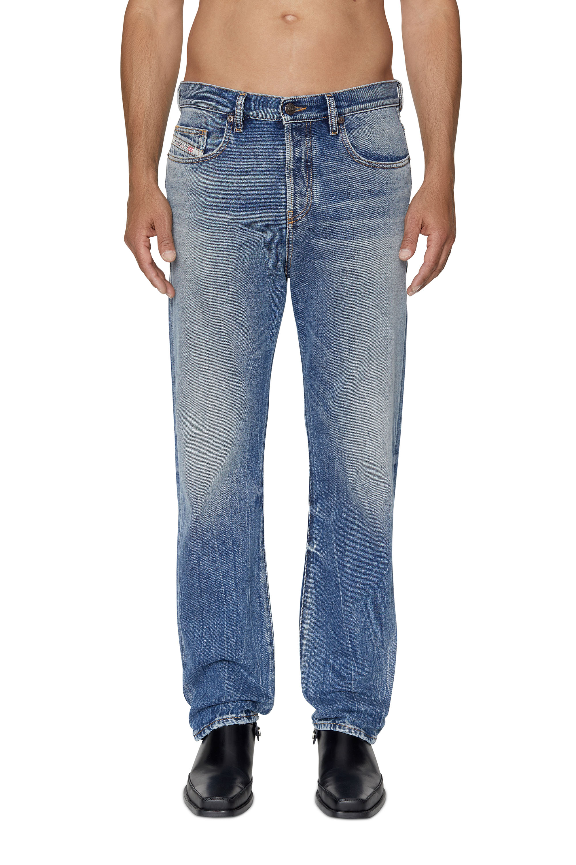 Diesel - 2020 D-Viker 09D55 Straight Jeans, Bleu moyen - Image 1
