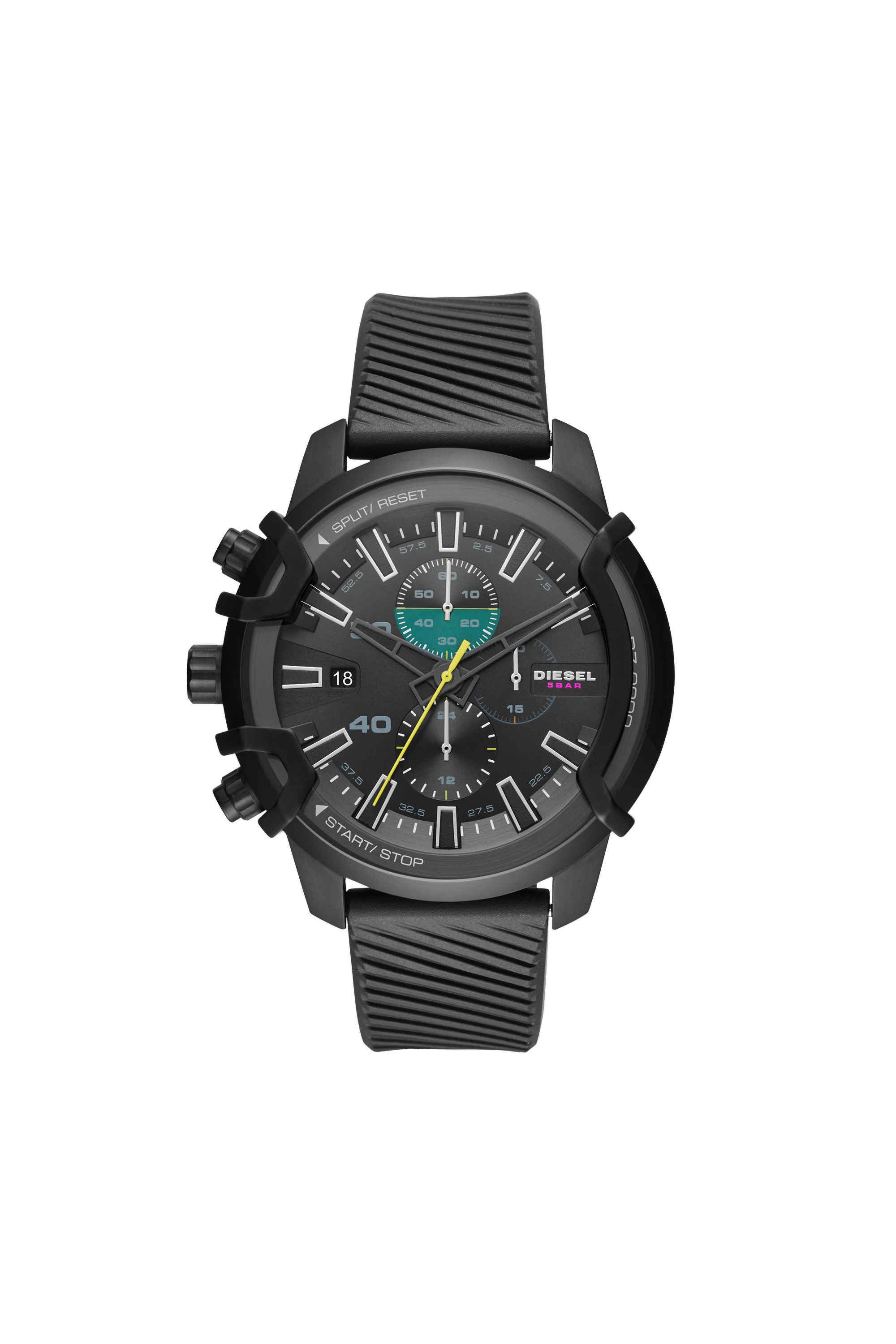Diesel - DZ4520, Montre chronographe Griffed en silicone noir Homme in Noir - 1