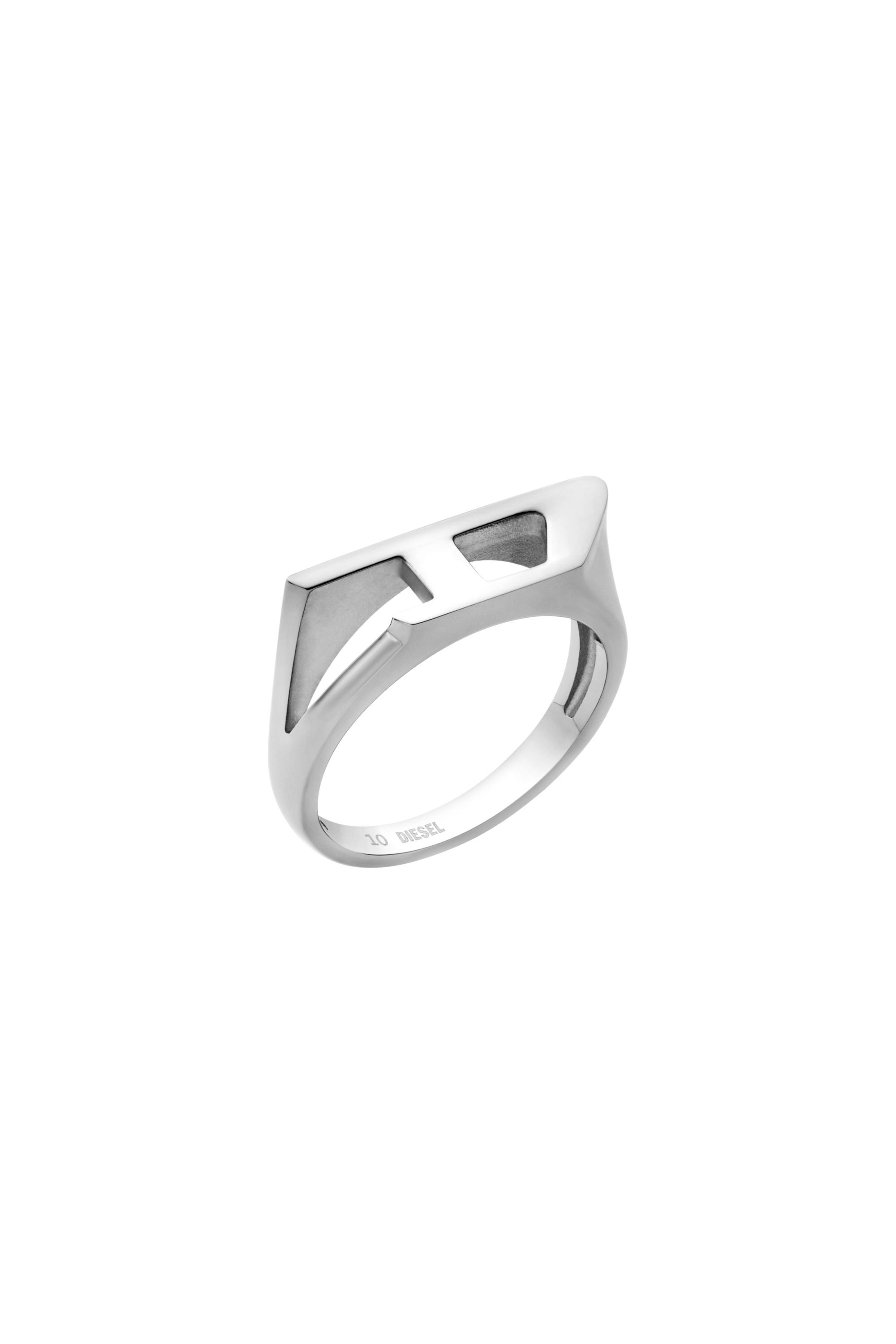 Diesel - DX1638040 JEWELLERY, Bague chevalière en acier inoxydable Mixte in Gris argenté - 1