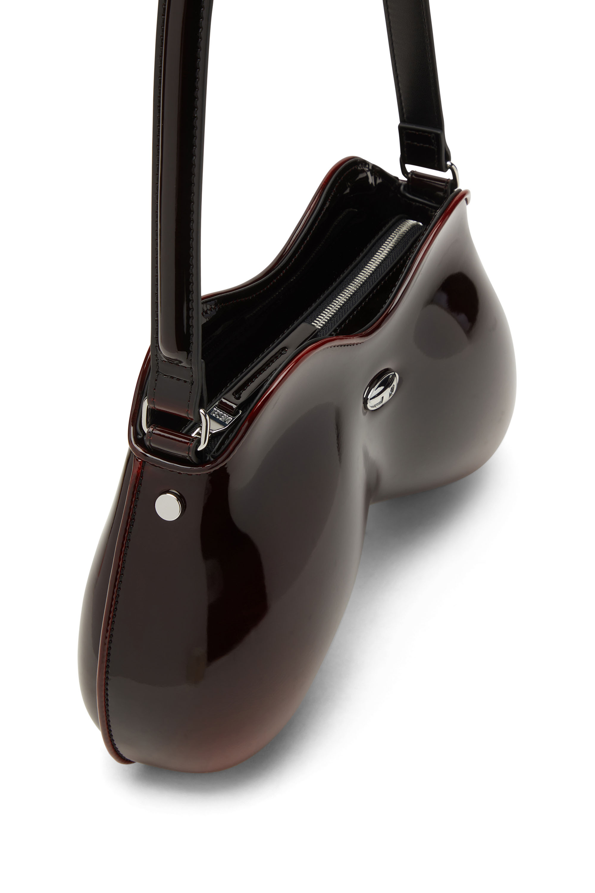 Diesel - DOUBLE-D SHOULDER, Double-D-Sac épaule rigide en PU brillant dégradé Femme in Rouge - 3