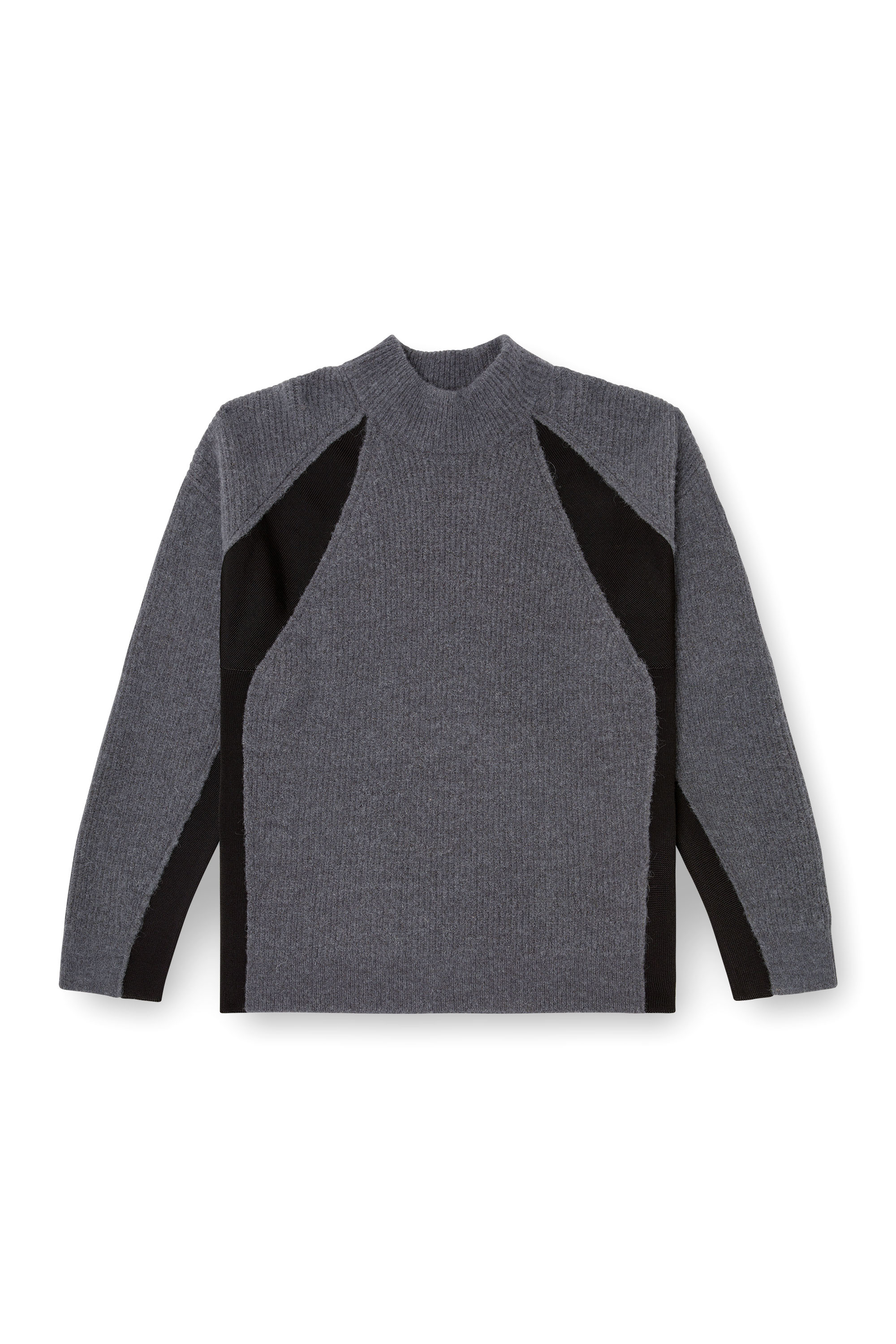 Diesel - K-LOLLO-TN, Pull en mélange d'alpaga avec inserts contrastants Homme in Gris - 2