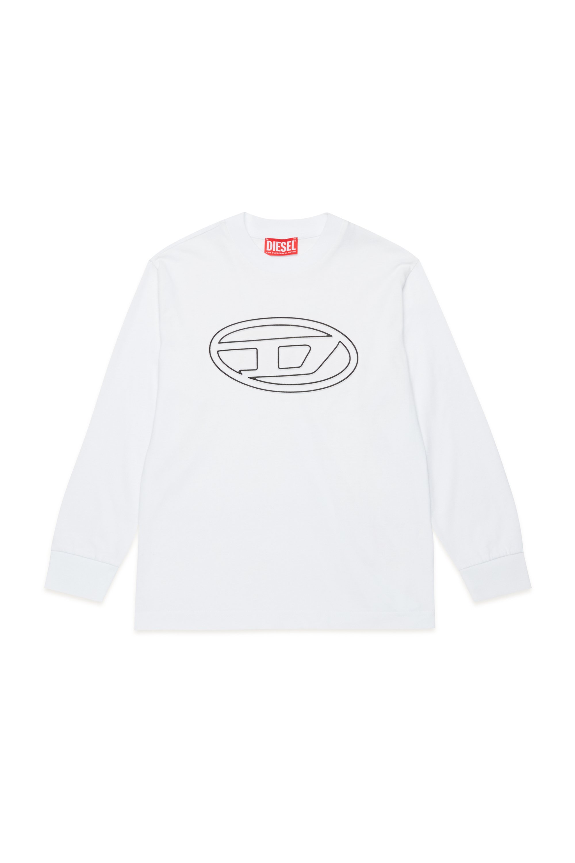 Diesel - TJUSTBIGOVALS OVER, Homme T-shirt à manches longues avec maxi logo Oval D in Blanc - Image 1