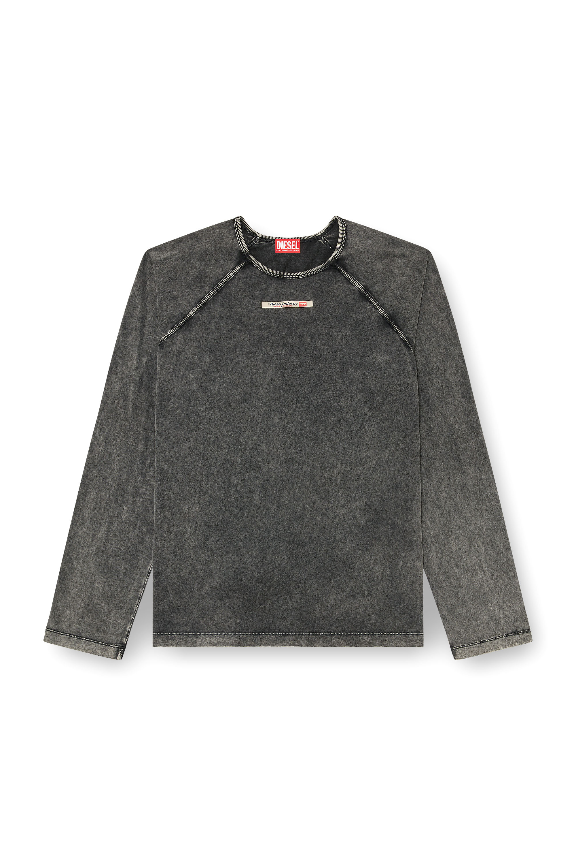 Diesel - BRYAN-DNM, Haut de pyjama en coton avec patch logo Homme in Gris - 4