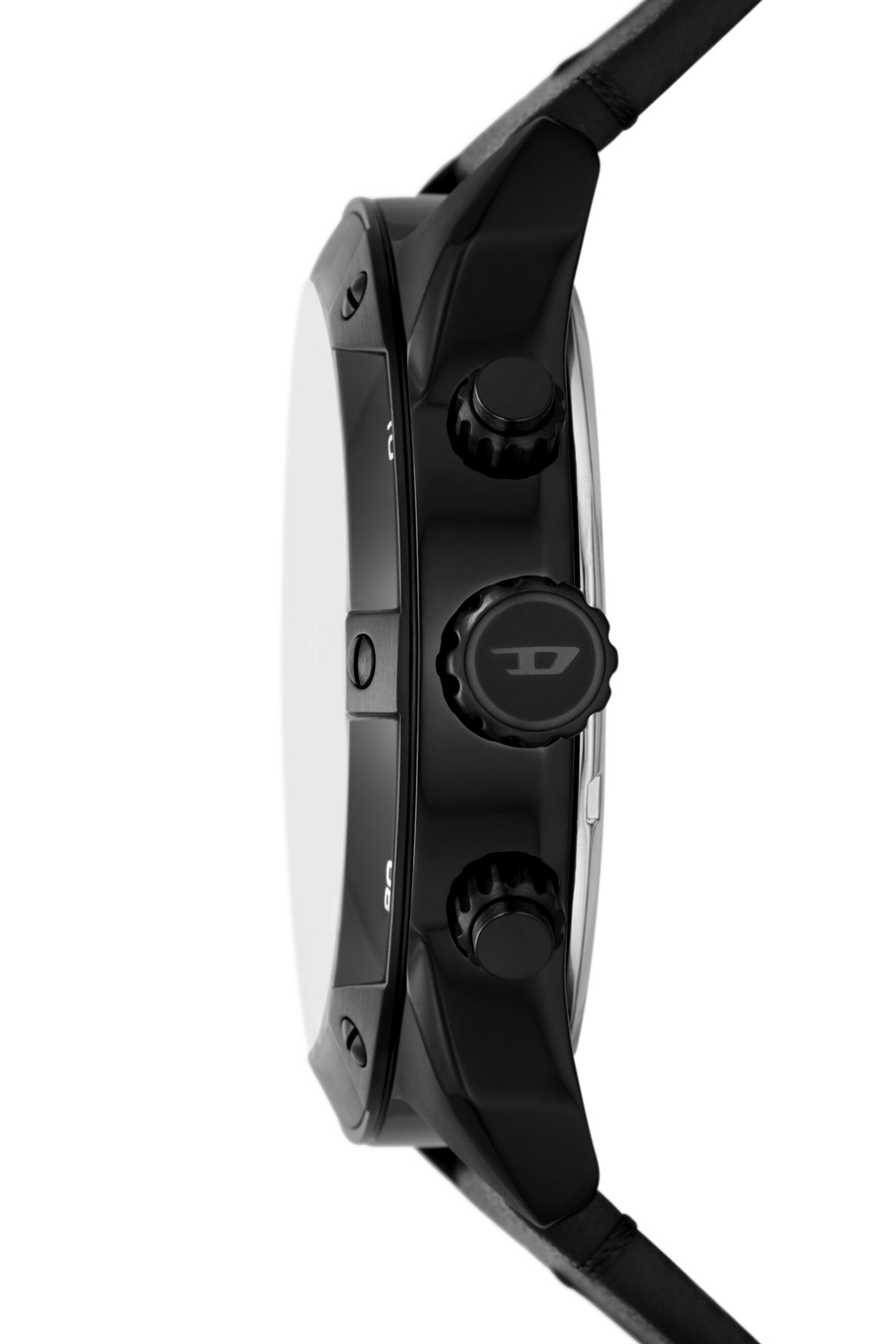 Diesel - DZ4667, Man Spiked chronograph black leather watch in Black - Image 3