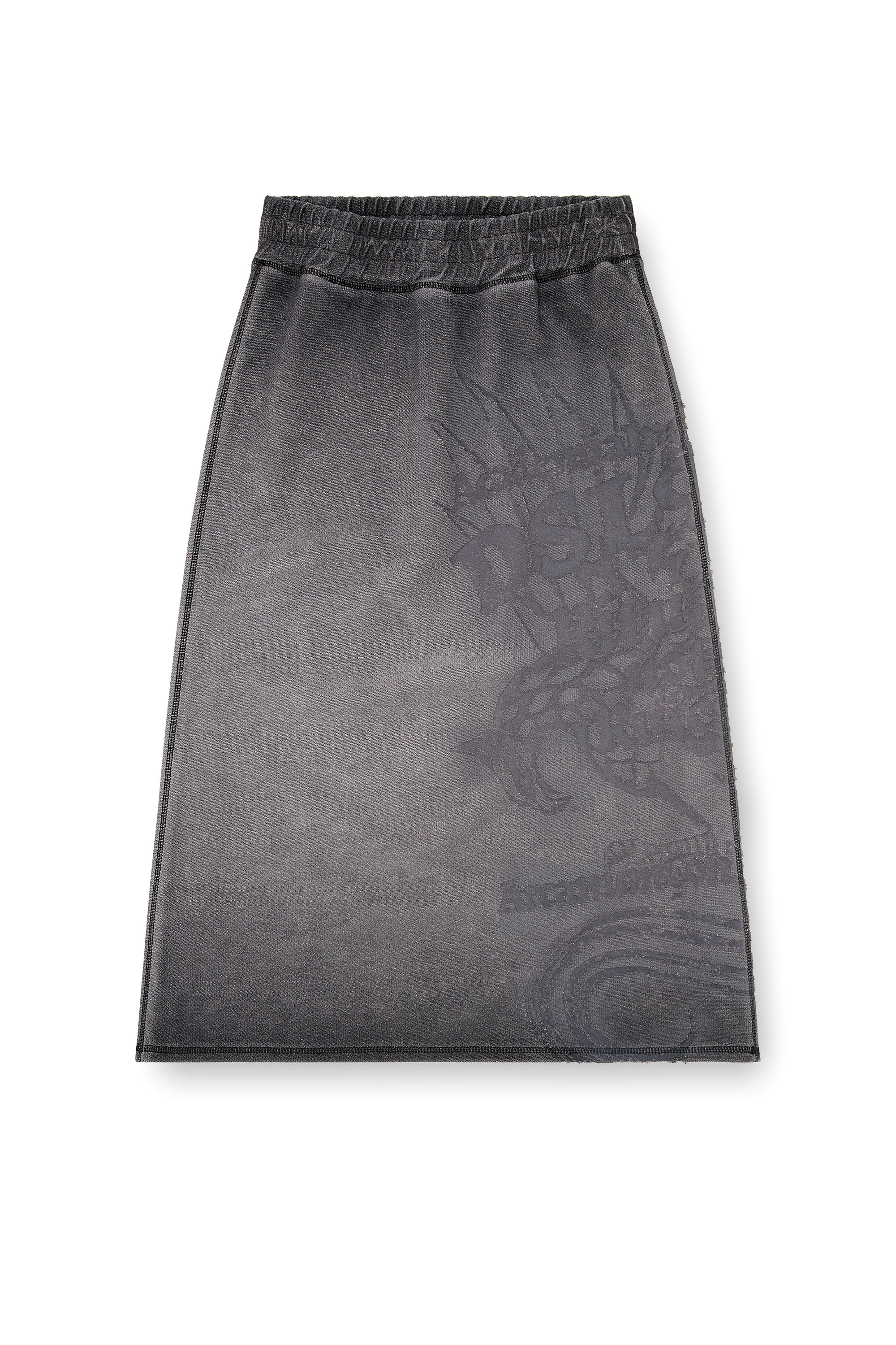 Diesel - O-BEAUTY, Jupe midi en molleton avec imprim&eacute; d&eacute;vor&eacute; Femme in Gris - 4