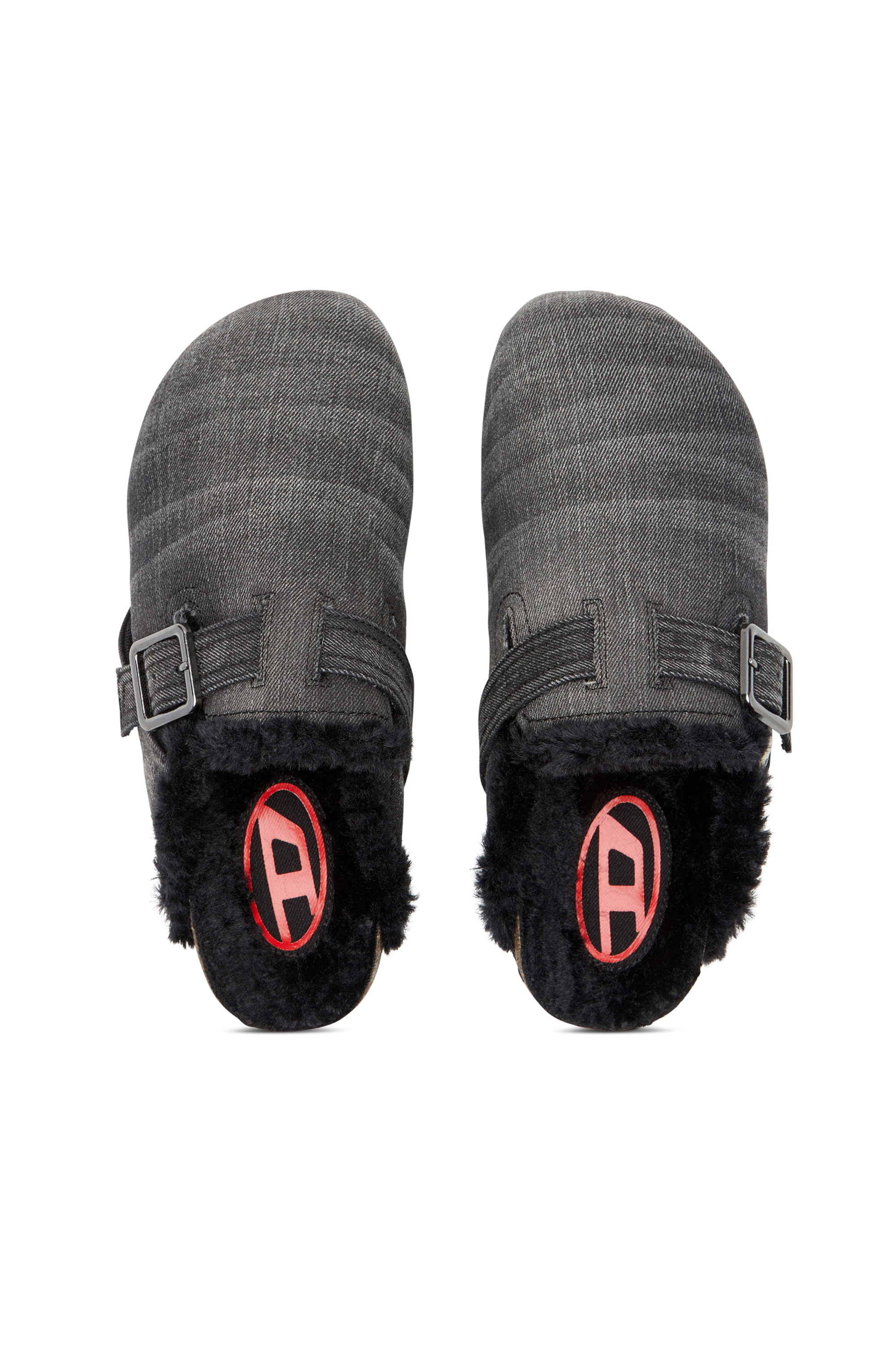 Diesel - D-WOODSTOCK X, D-Woodstock-Mules en denim avec doublure duveteuse Homme in Noir - 5