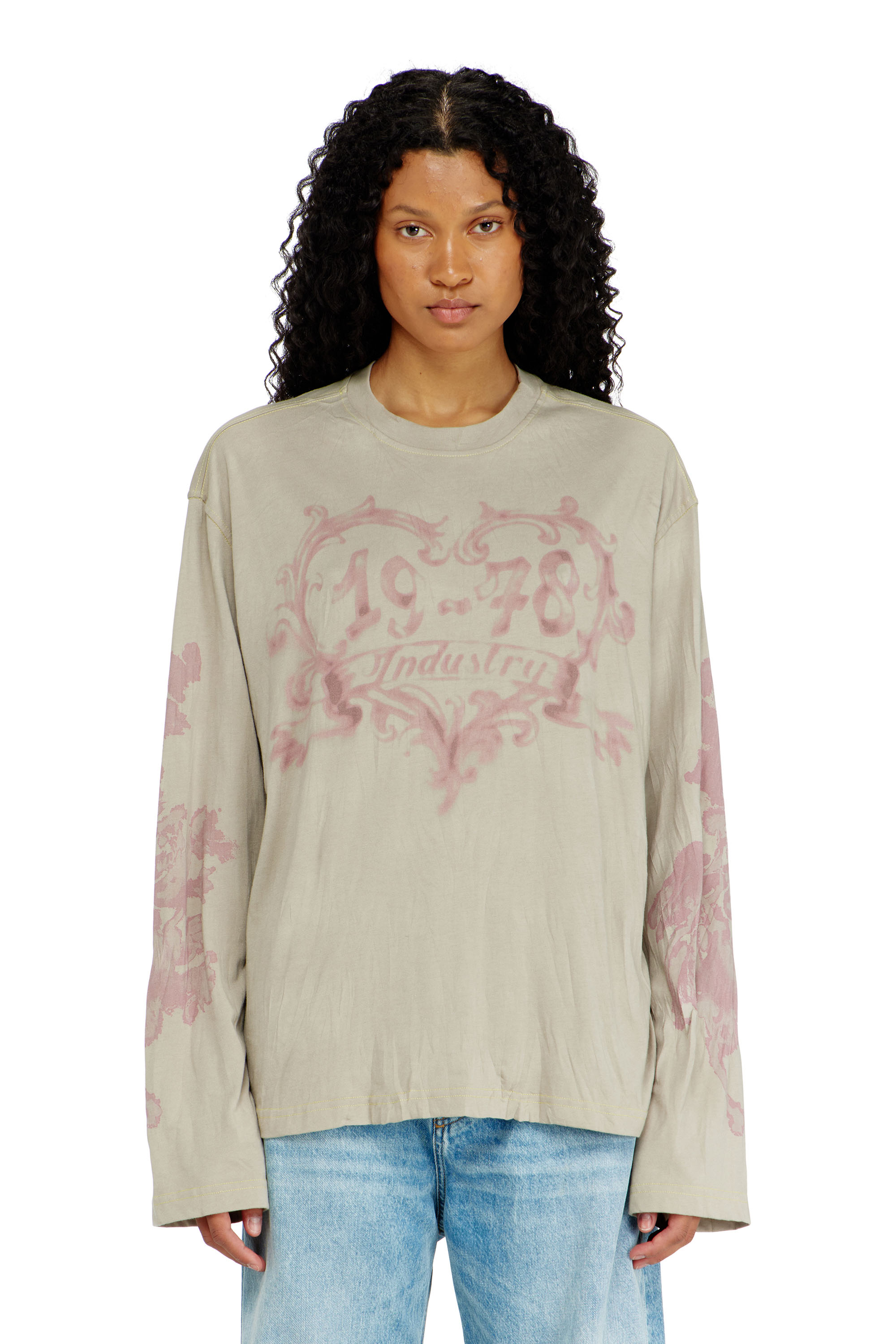 Diesel - T-HILARY-LS-AA1, T-shirt &agrave; manches longues en coton avec imprim&eacute; graphique Femme in ToBeDefined - 2