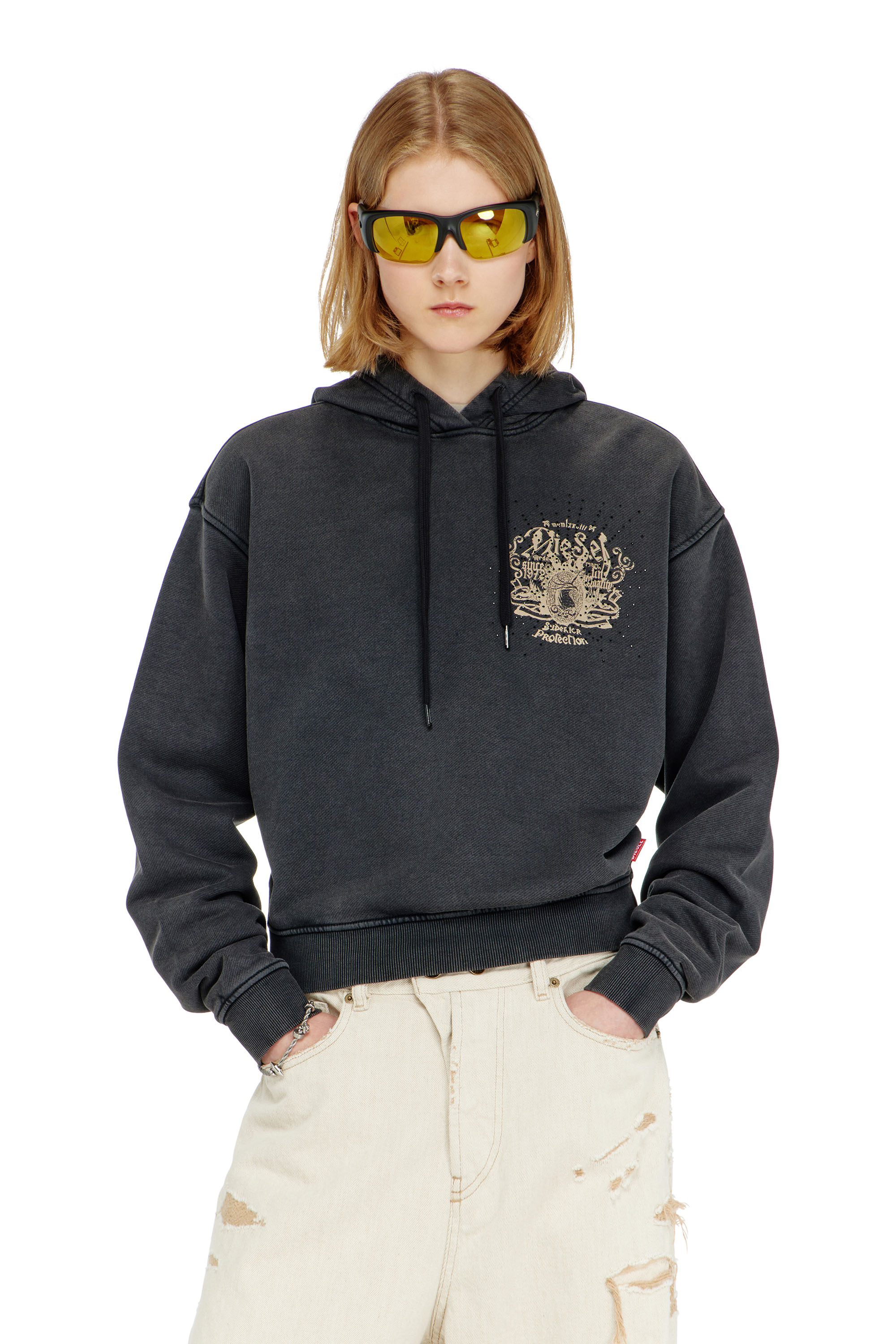 Diesel - F-PHOENY, Sweat &agrave; capuche avec imprim&eacute;s et clous strass Femme in ToBeDefined - 3