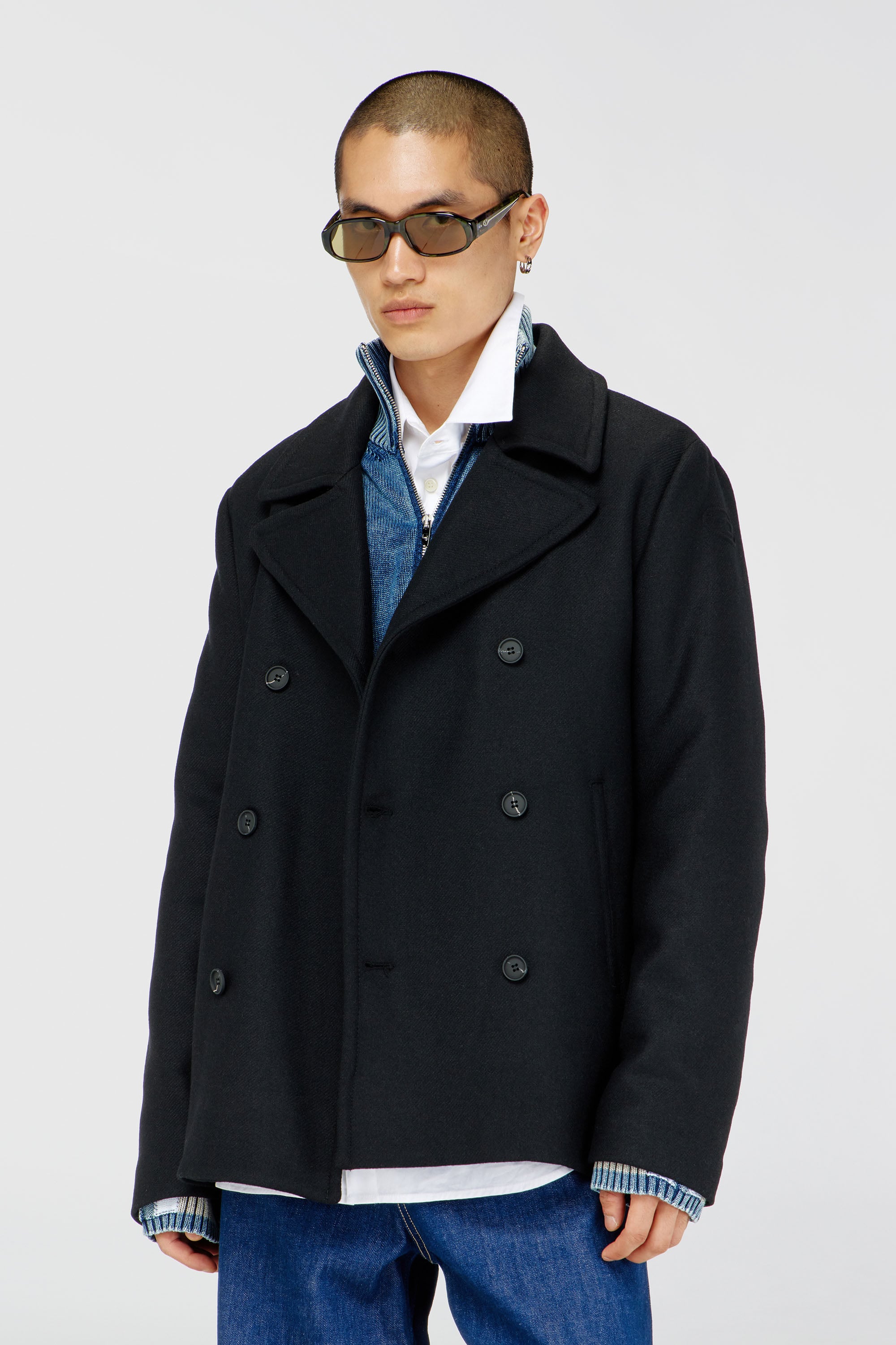 Diesel - W-HALEY-WRD, Caban en m&eacute;lange de laine feutr&eacute;e Homme in Noir - 1