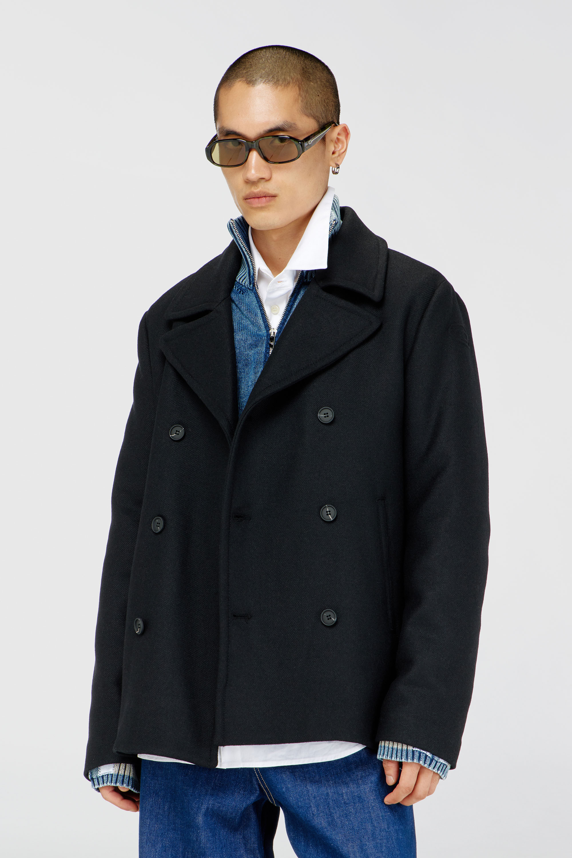 Diesel - W-HALEY-WRD, Caban en m&eacute;lange de laine feutr&eacute;e Homme in Noir - 3