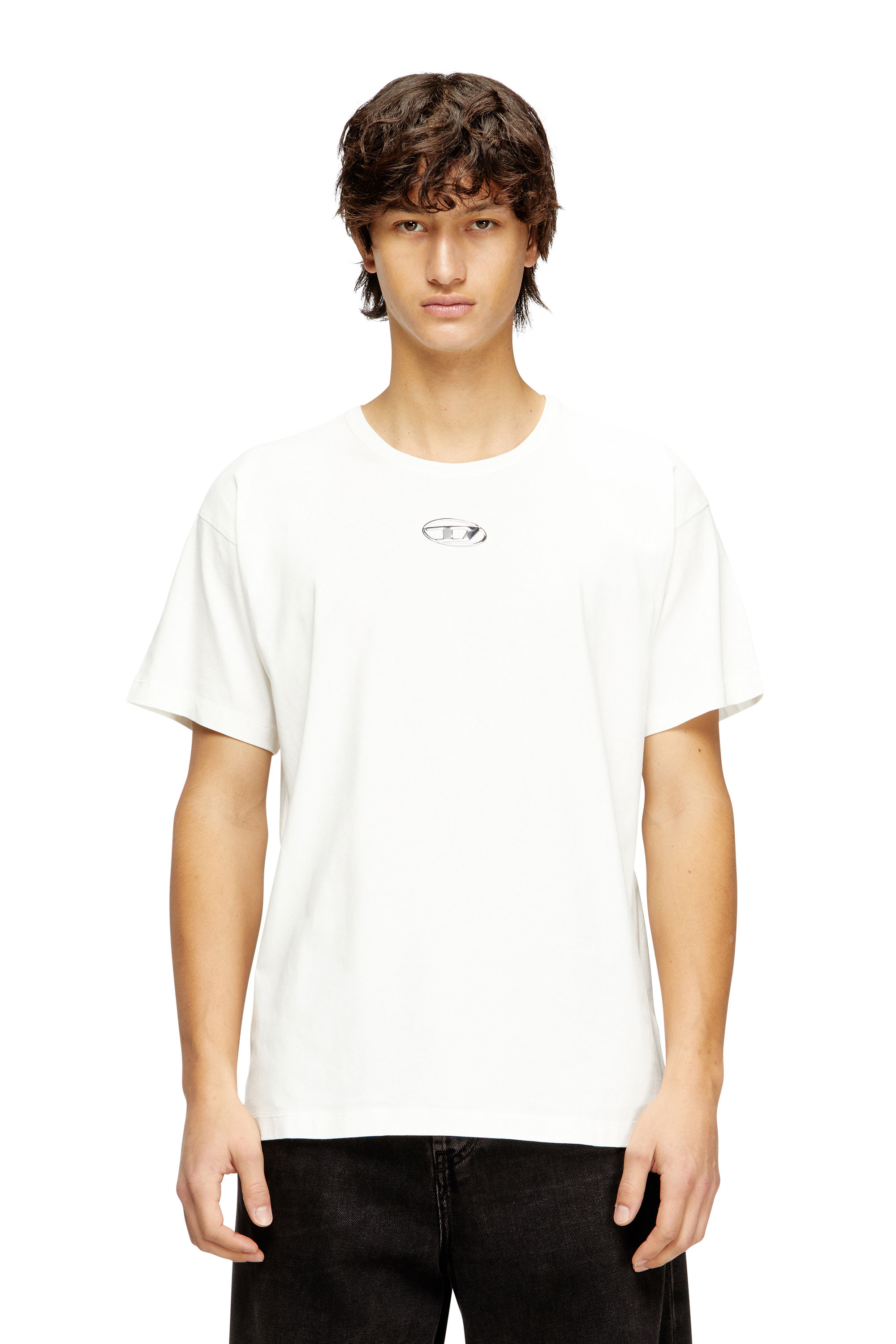 Diesel - T-NORM-IOD, T-shirt en coton léger avec logo Ovale D métallisé Homme in Blanc - 3