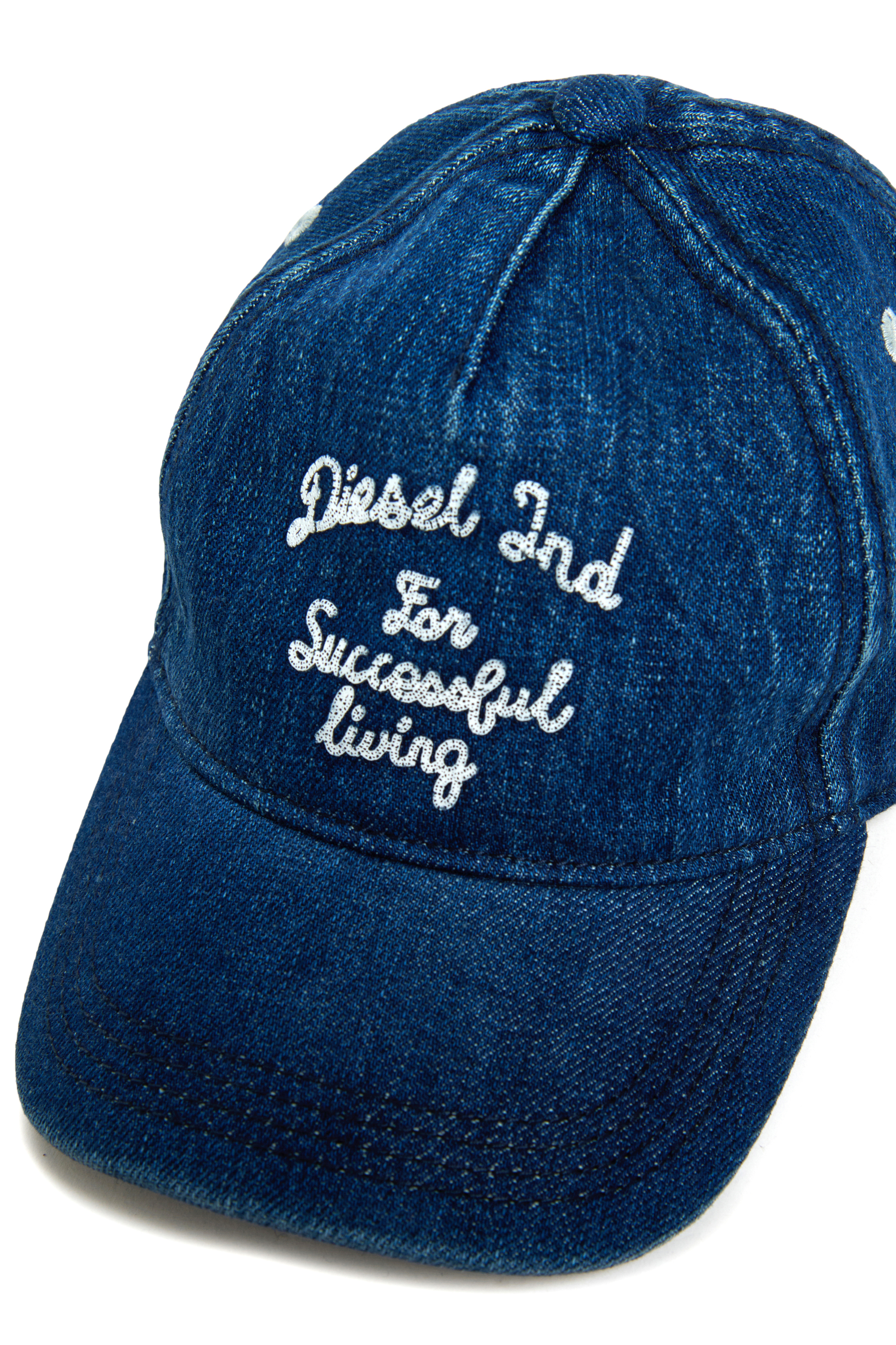 Diesel - FERMYB, Casquette de baseball en denim avec broderie Homme in Bleu - 3