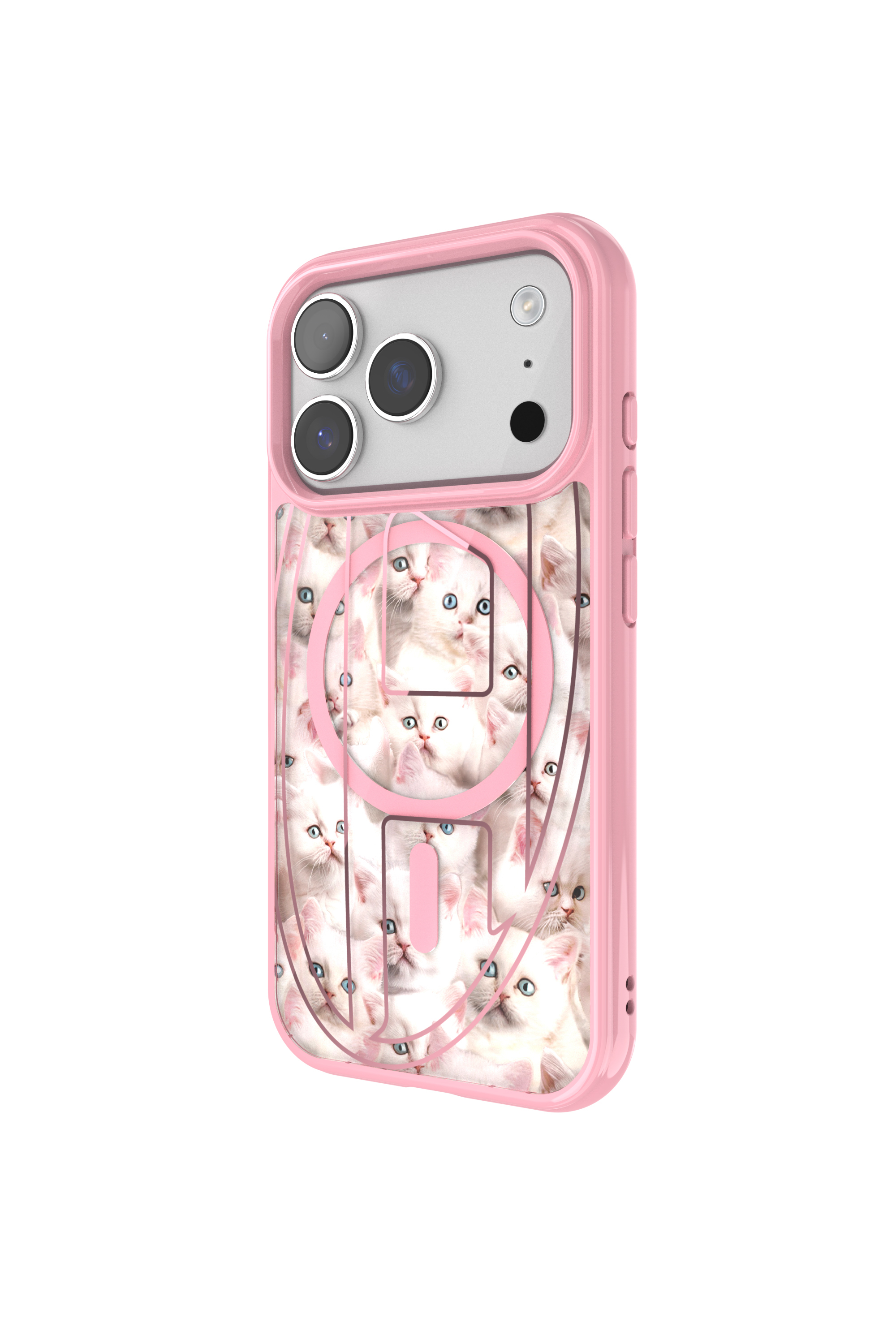 Diesel - 60425 AOP CASE, Étui Oval D Cats avec Magsafe pour iPhone 17 Pro Mixte in Rose - 4