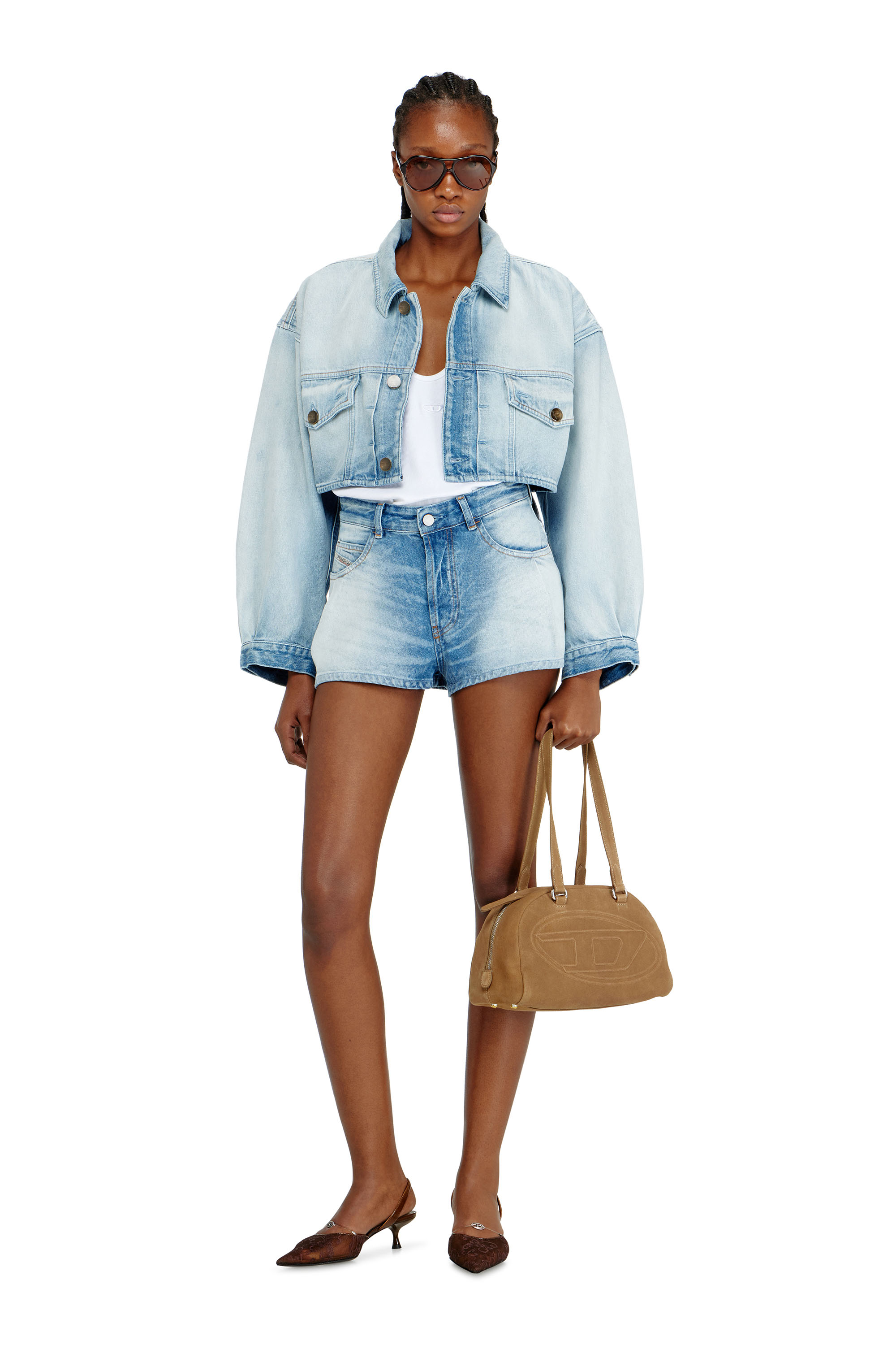 Diesel - DE-KHELZ-B-SHORT-S, Shorts larges en denim Femme in Bleu - 2