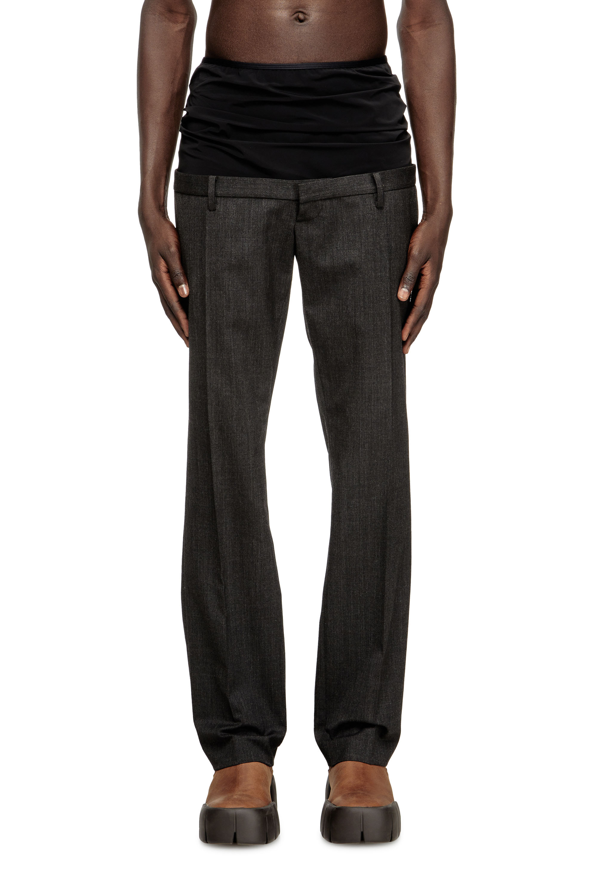 Diesel - P-AUREL-1, Pantalon en laine avec taille élastique Homme in Gris - 1
