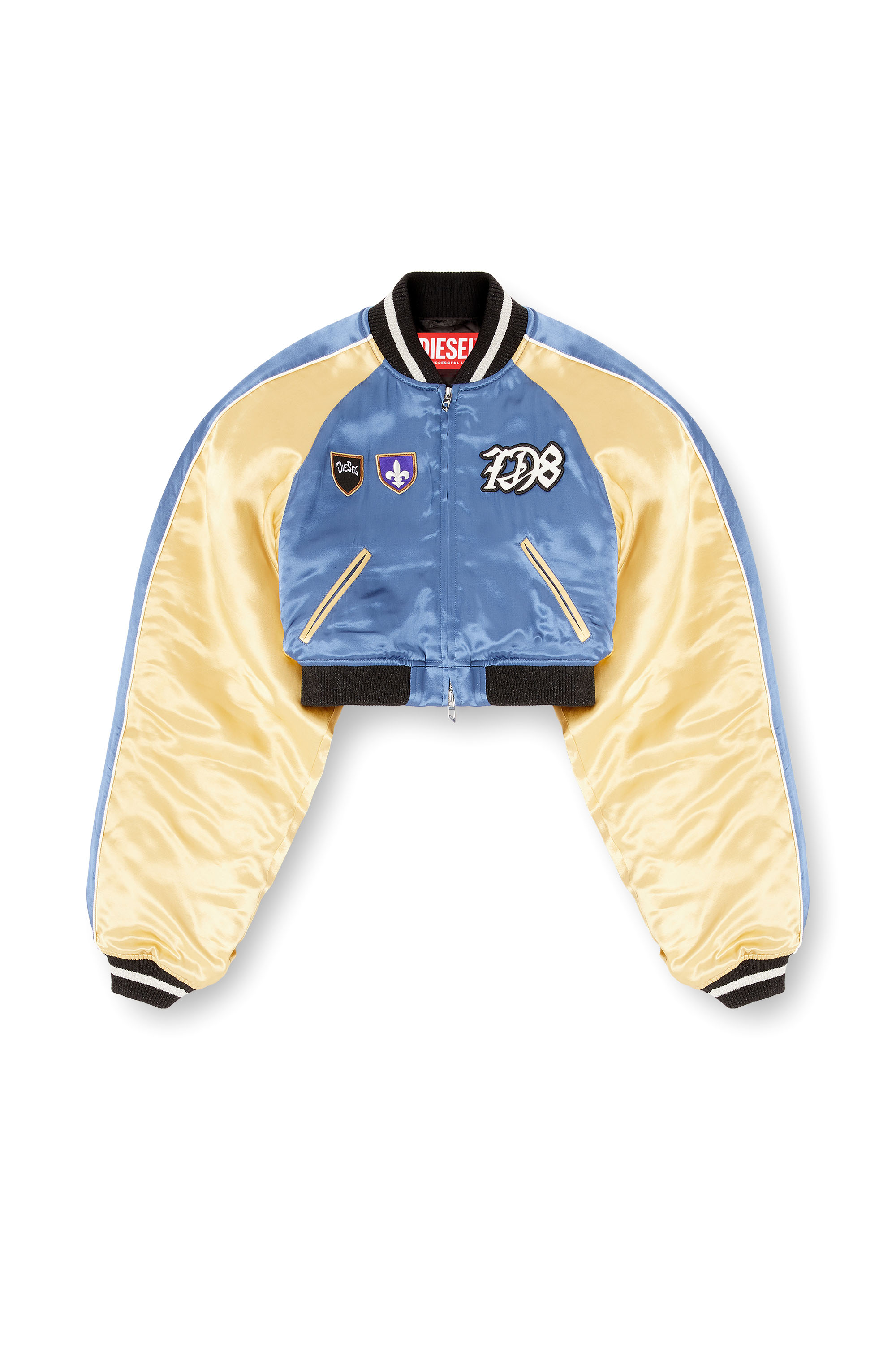 Diesel - G-OSPEL-CP, Veste souvenir courte en satin Femme in Polychrome - 3