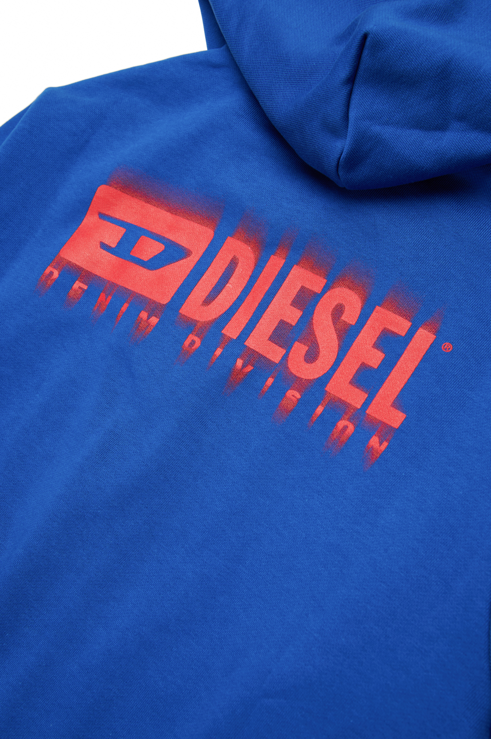 Diesel - SVOUGZIP OVER, Homme Sweat-shirt à capuche zippé avec logo taché in Bleu - Image 4