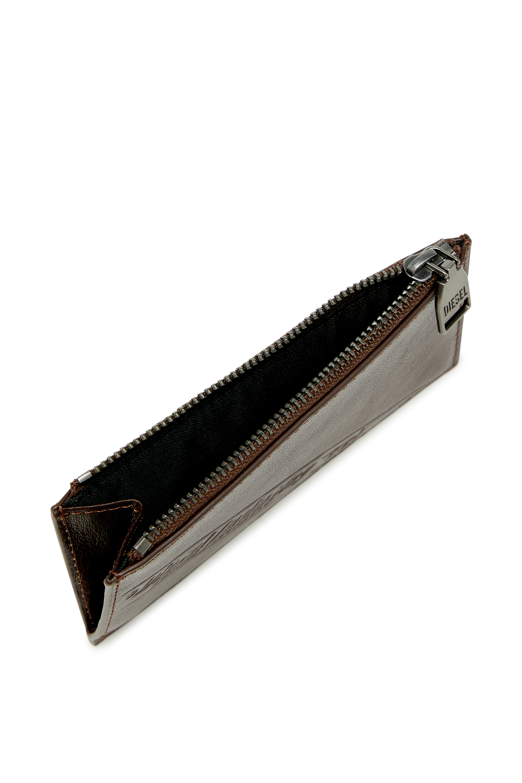 Diesel - FLAG-D CARD HOLDER III, Porte-cartes en cuir avec fermeture &eacute;clair Homme in Marron - 3