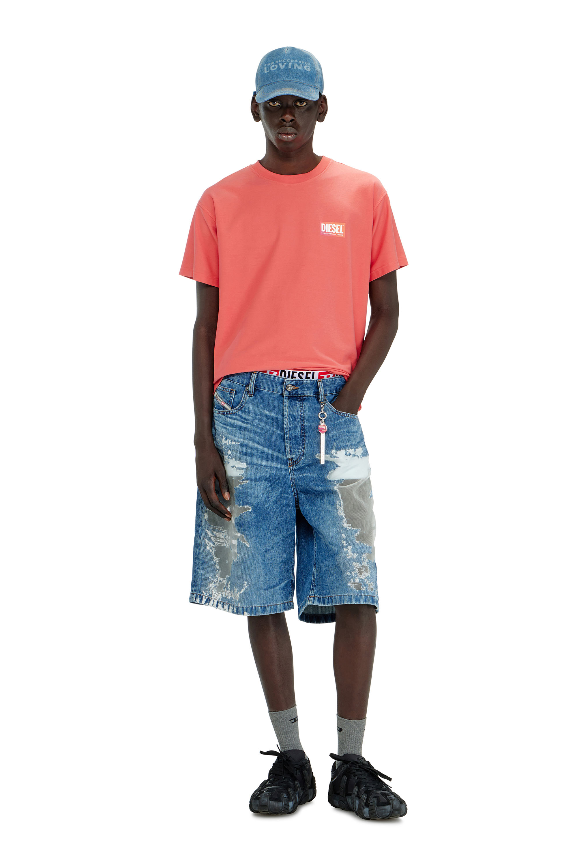 Diesel - PR-DE-SIRE-SHORT, Short en denim devor&eacute; Mixte in Bleu - 1