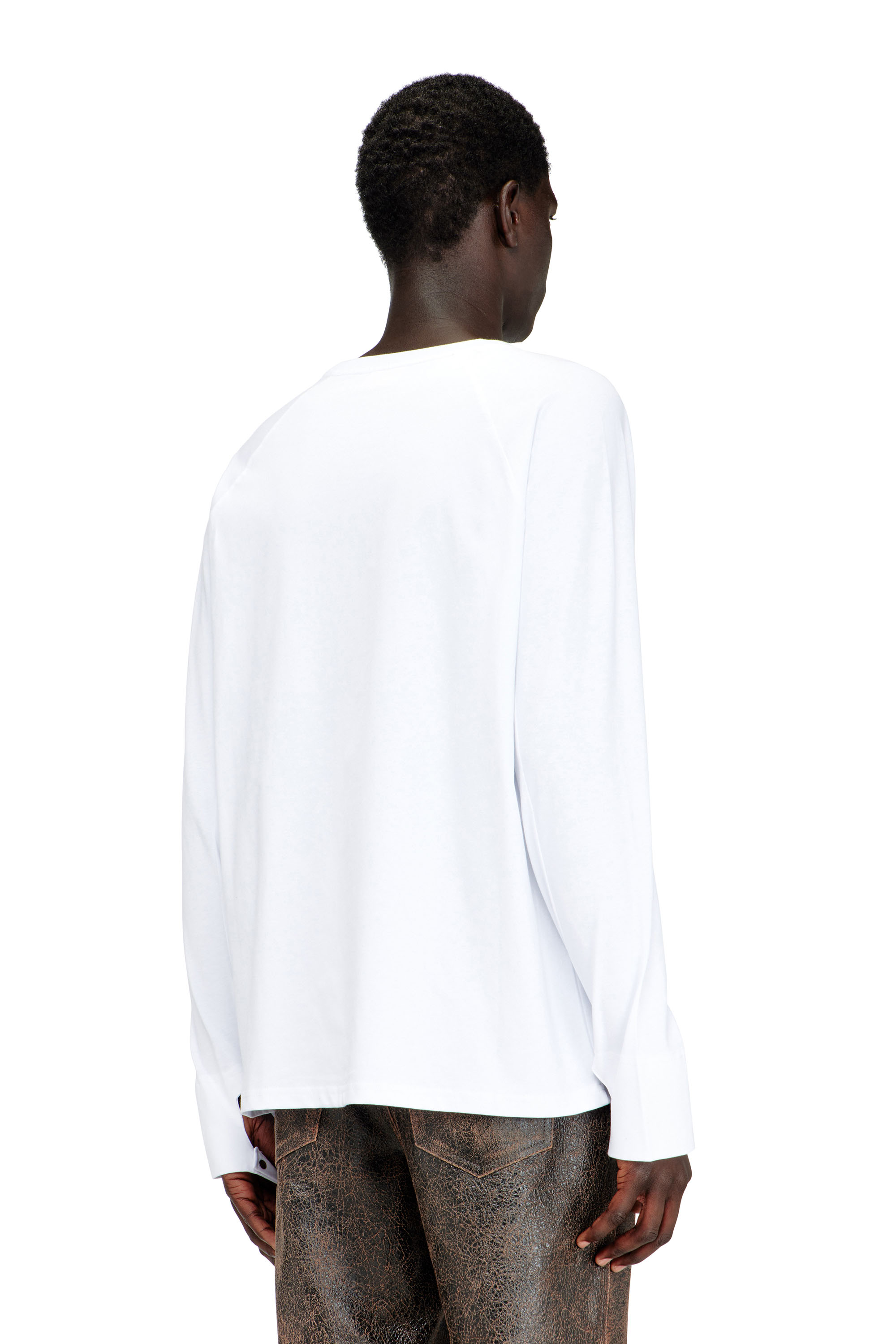 Diesel - T-KRISTIAN, T-shirt avec poignets &agrave; d&eacute;tail biker Homme in Blanc - 4